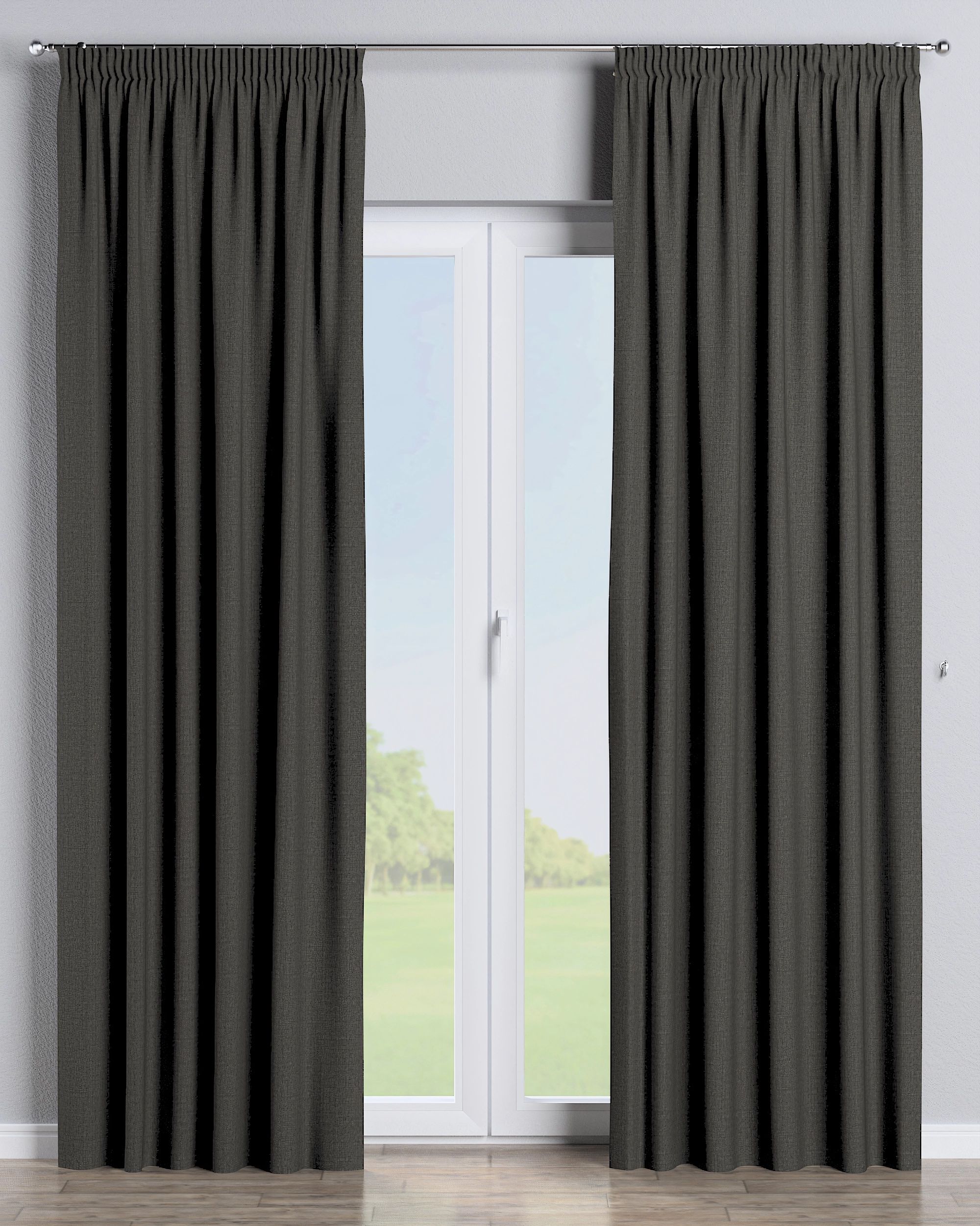 Gordijn met plooiband kleur product bruin stof outdoor, met structuur