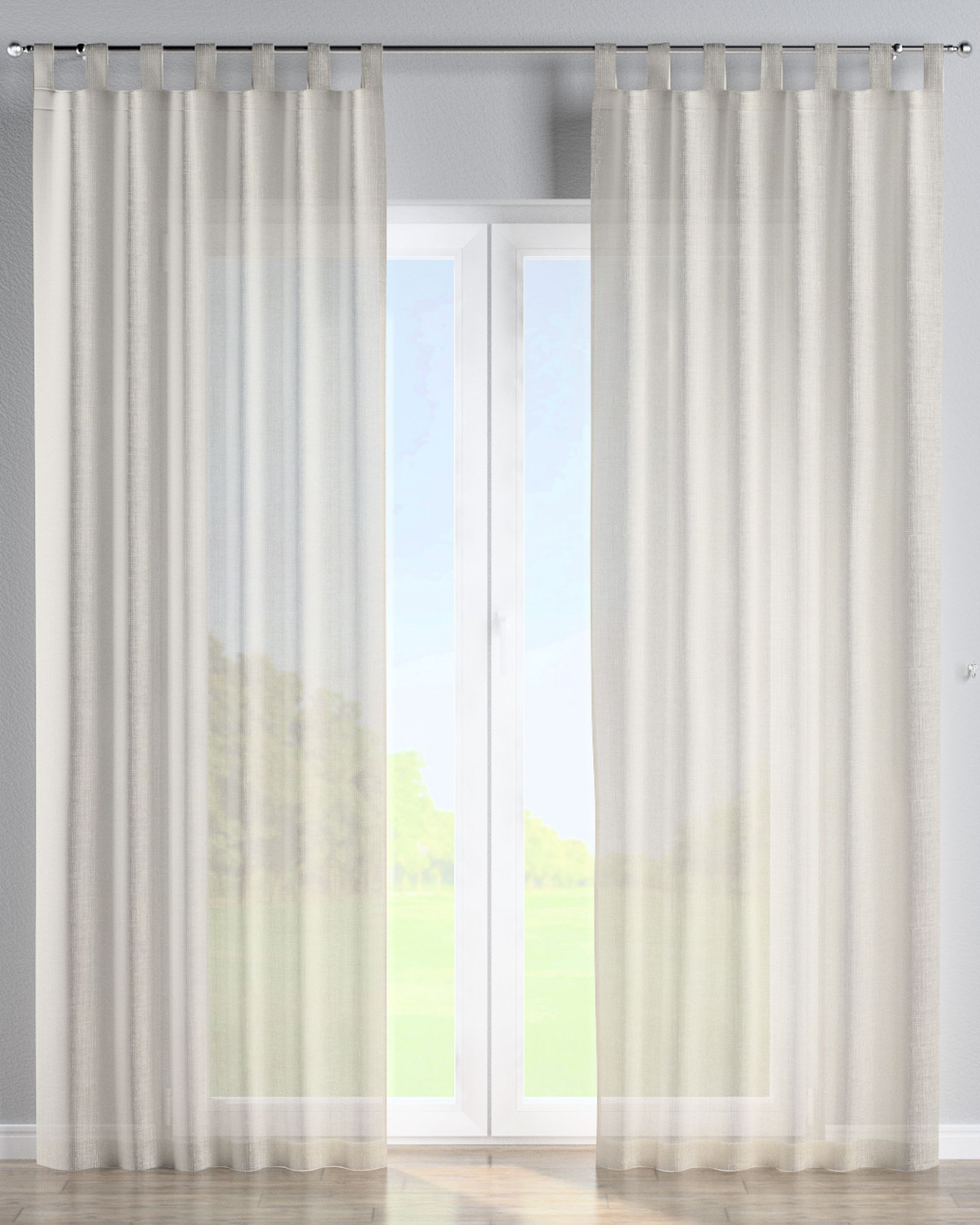 Gordijn met lussen kleur product crème stof halftransparant, glanzend, met structuur