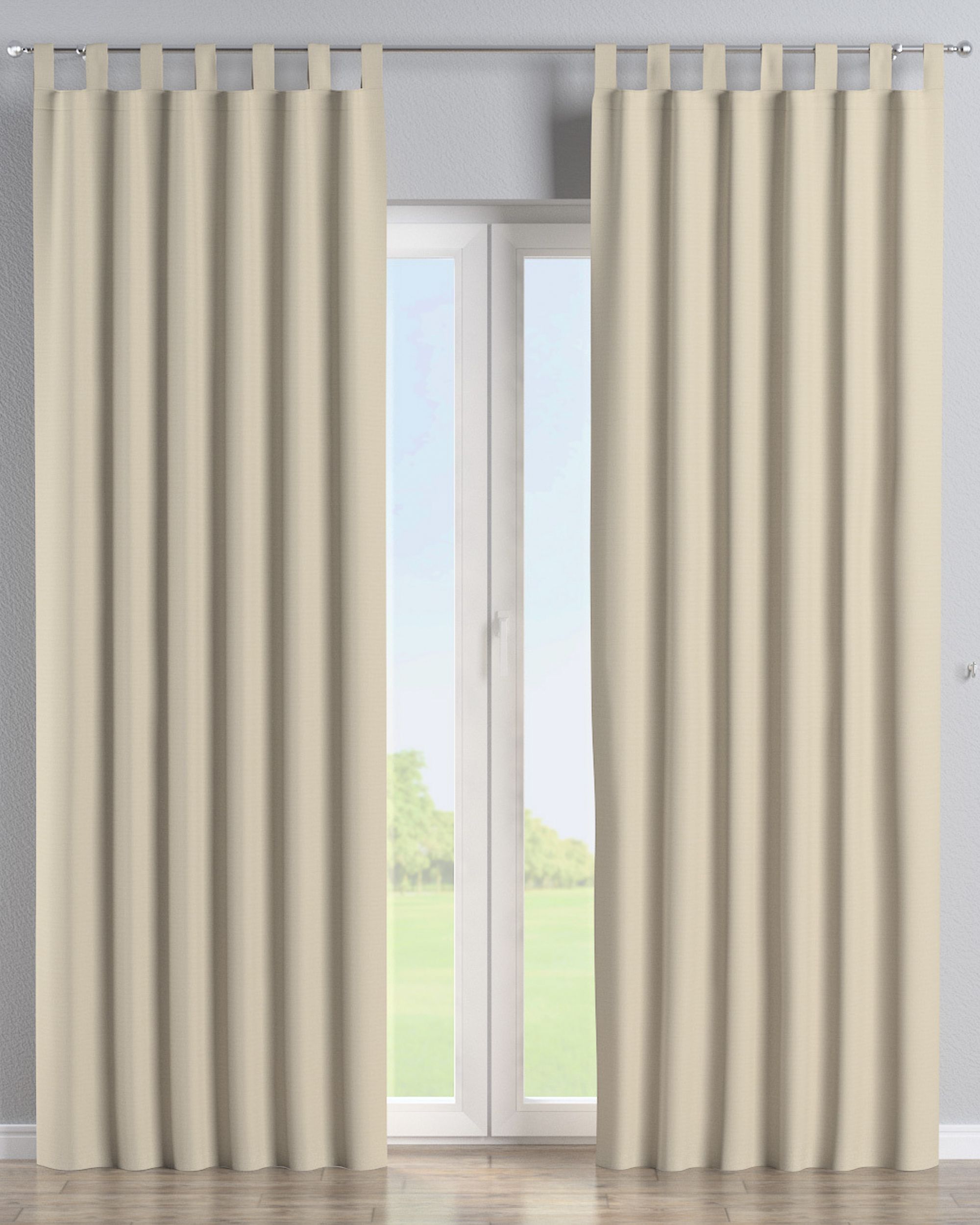 Gordijn met lussen kleur product beige stof outdoor, met structuur
