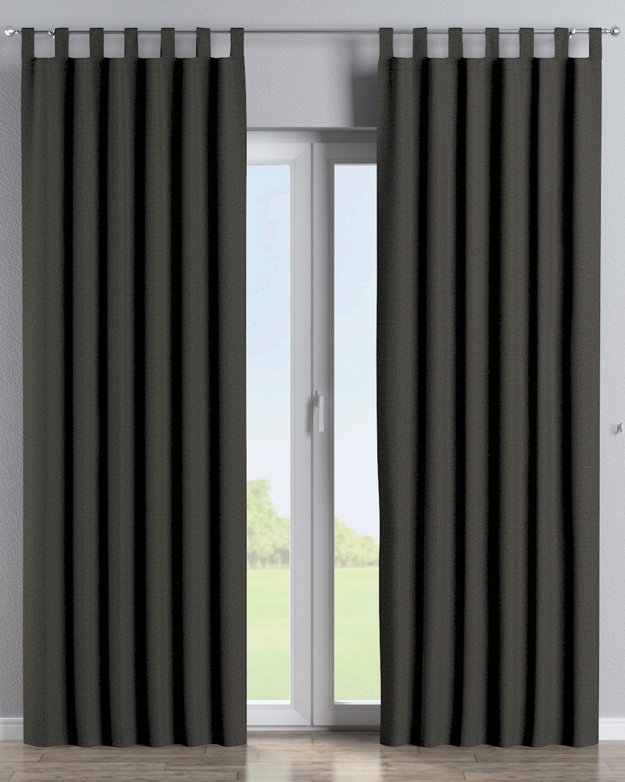 Gordijn met lussen kleur product bruin stof outdoor, met structuur