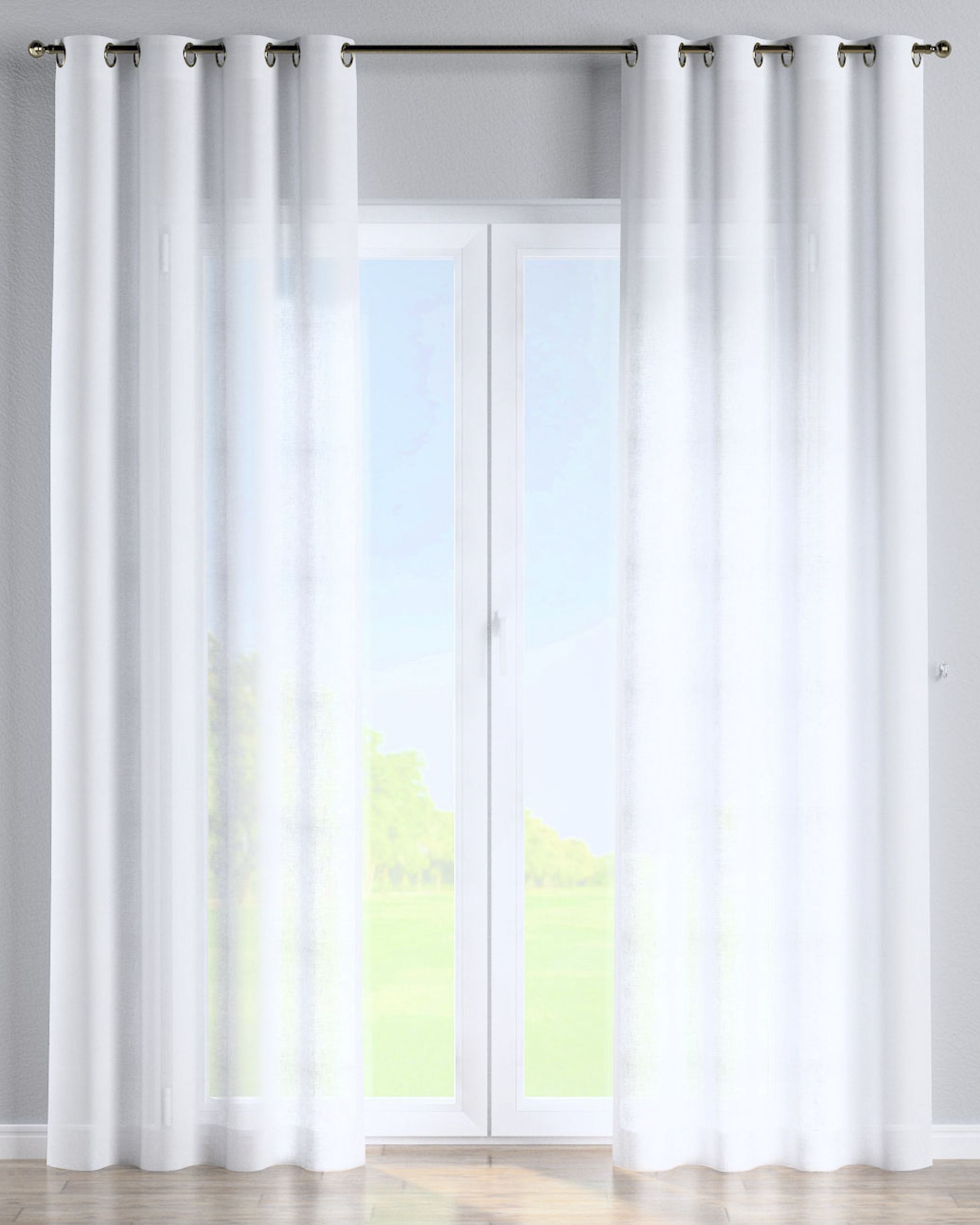 Gordijn met ringen kleur product wit stof halftransparant, met structuur