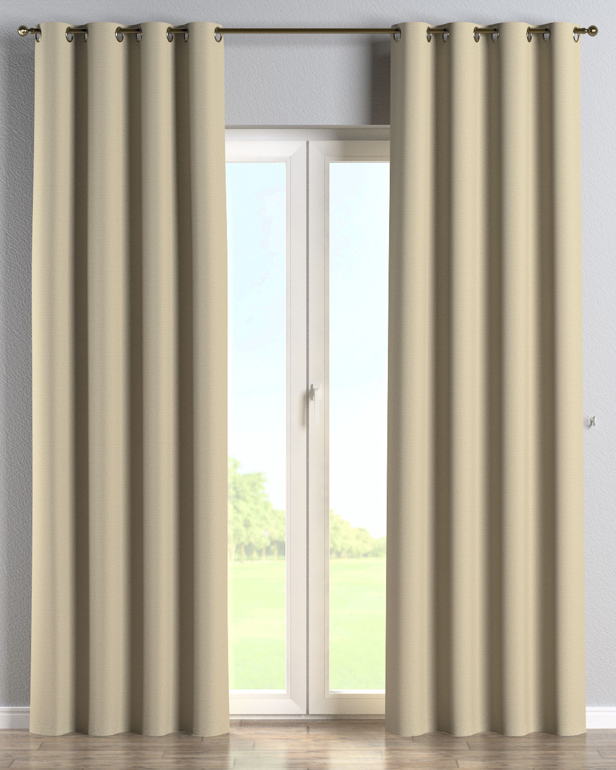 Gordijn met ringen kleur product beige stof outdoor, met structuur