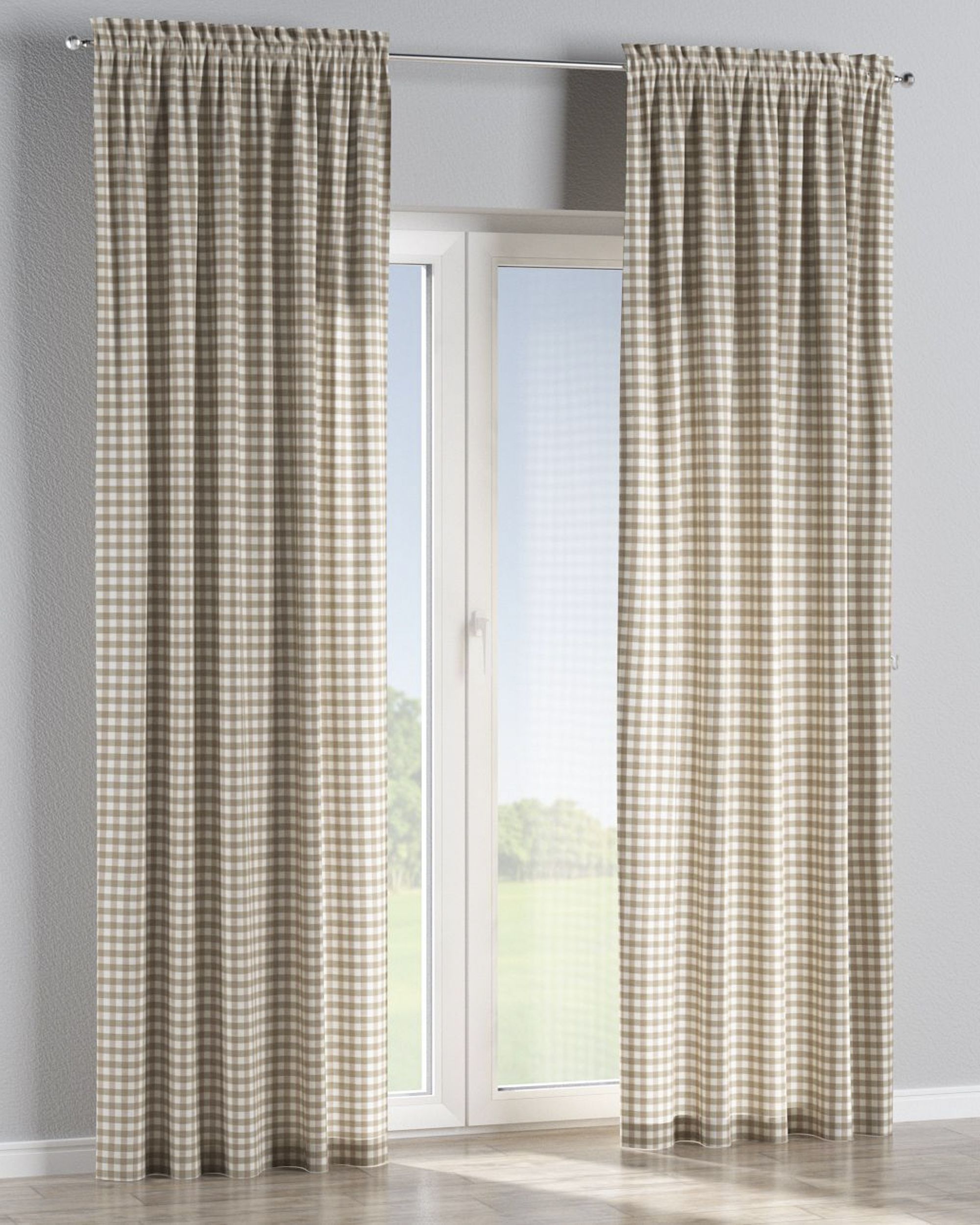 Gordijn met tunnel kleur product beige stof met patroon