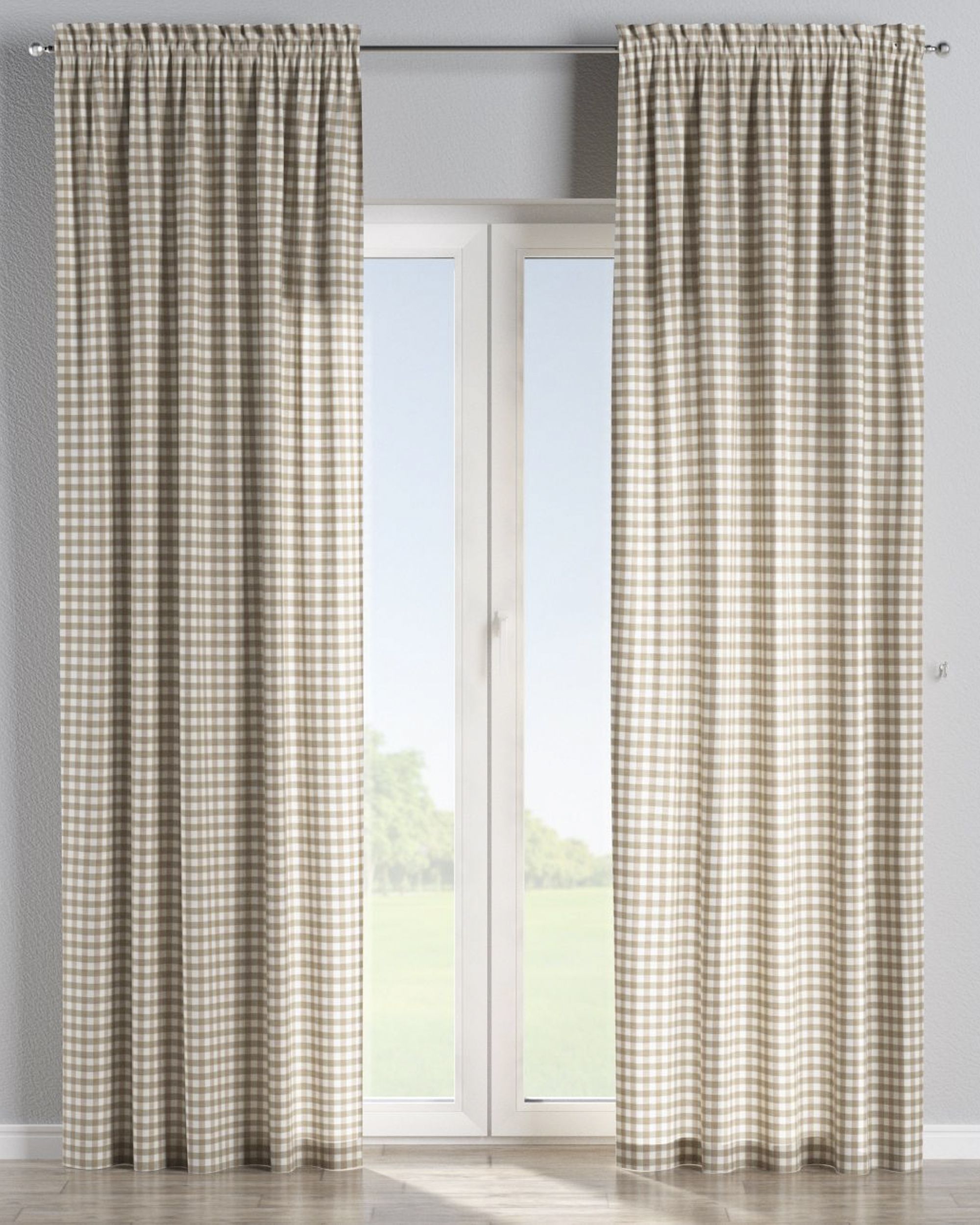 Gordijn met tunnel kleur product beige stof met patroon (hover)