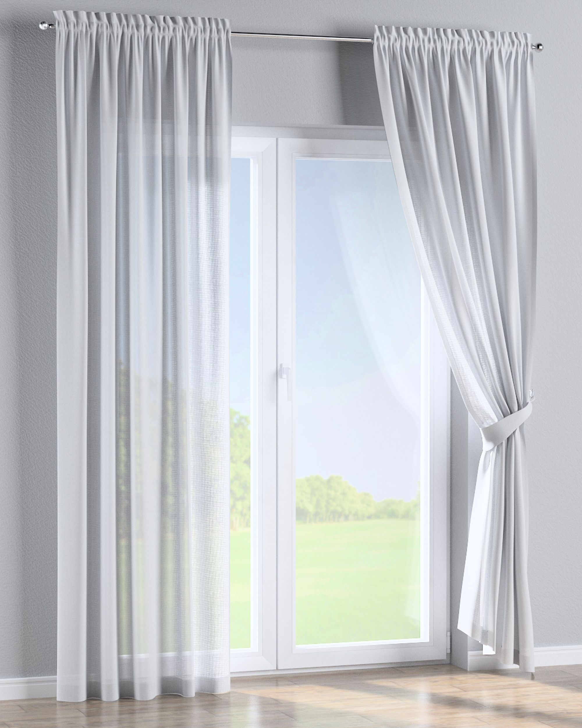 Gordijn met tunnel kleur product wit stof halftransparant, met structuur (hover)