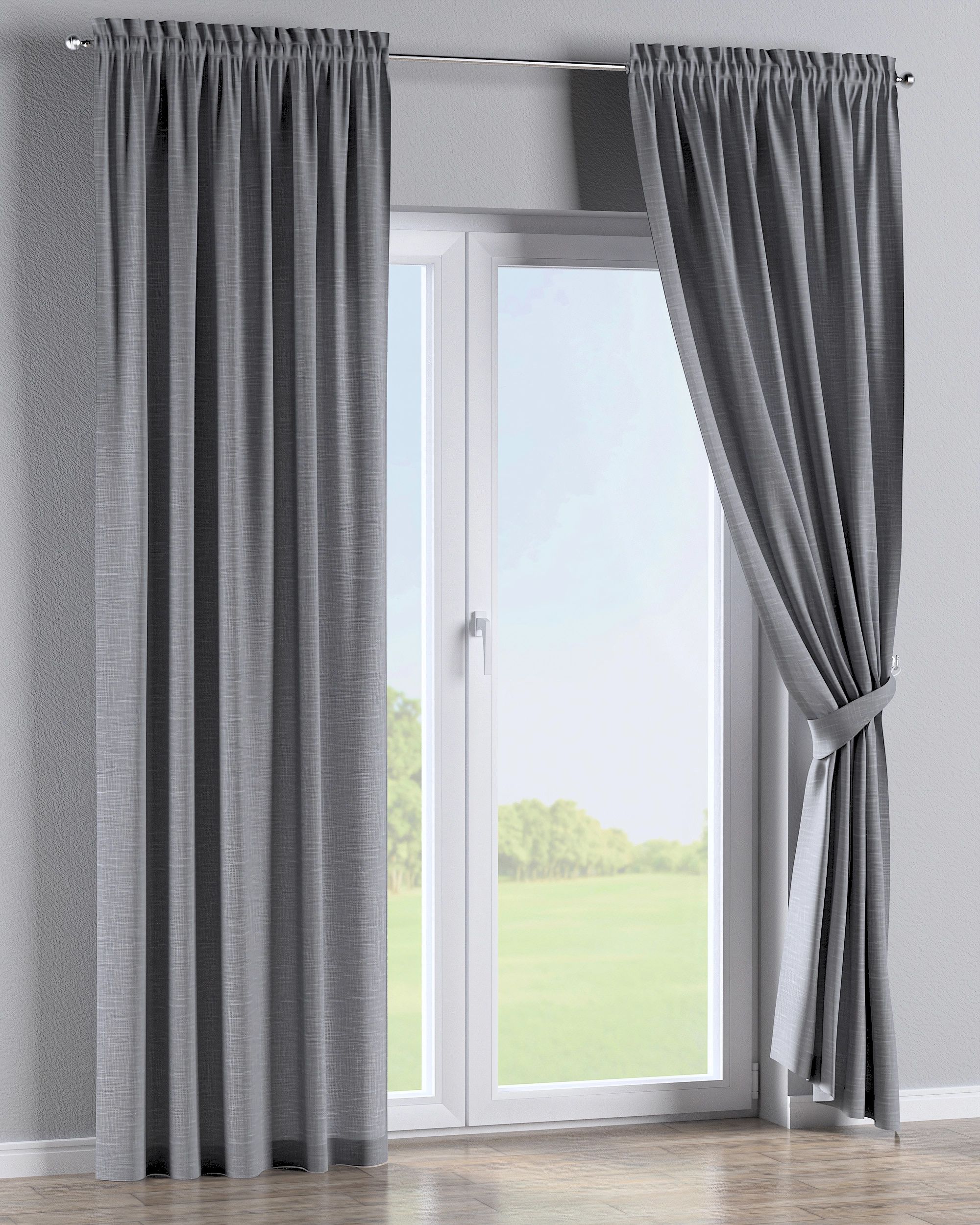 Gordijn met tunnel kleur product grijs stof met structuur (hover)