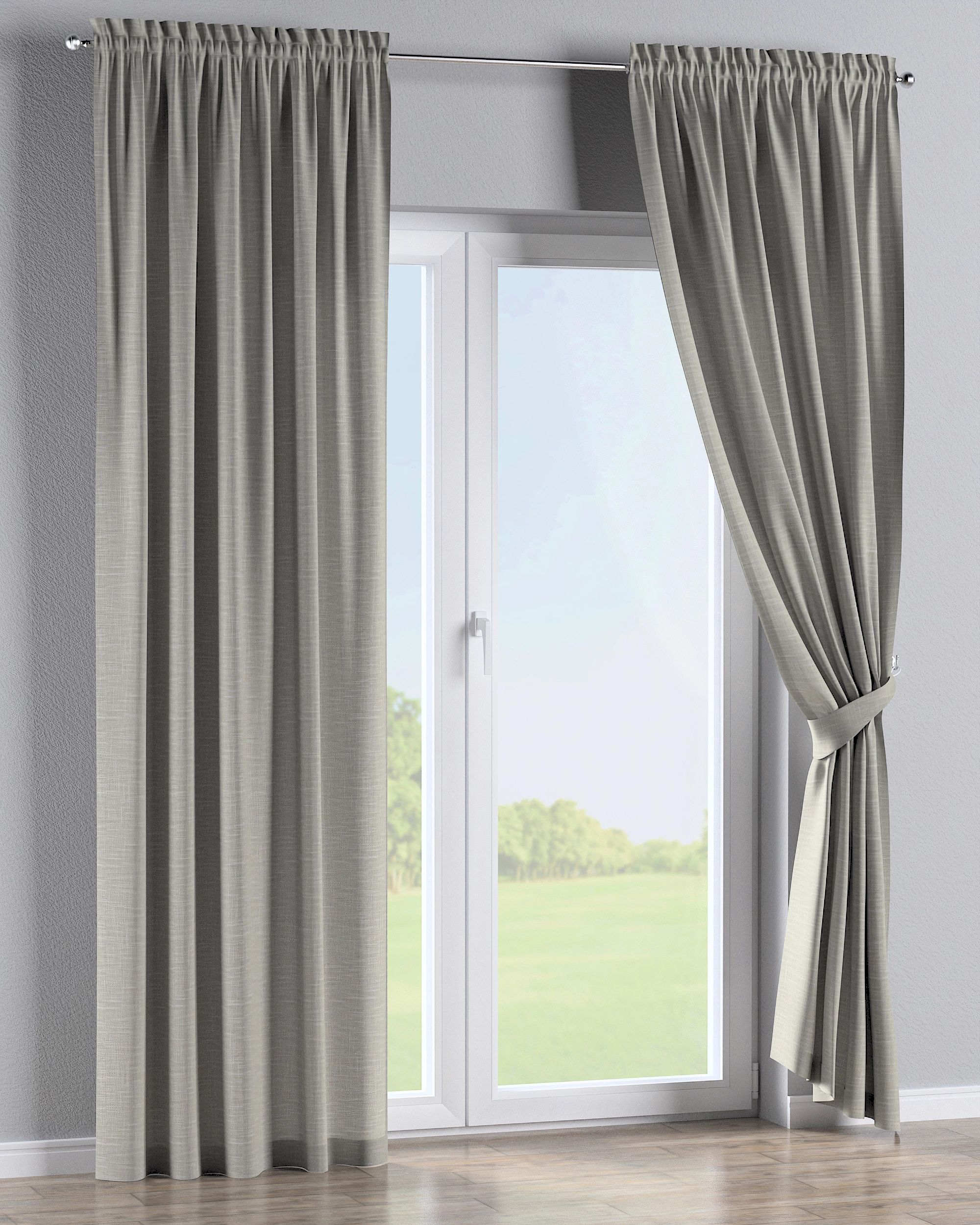 Gordijn met tunnel kleur product beige stof met structuur (hover)