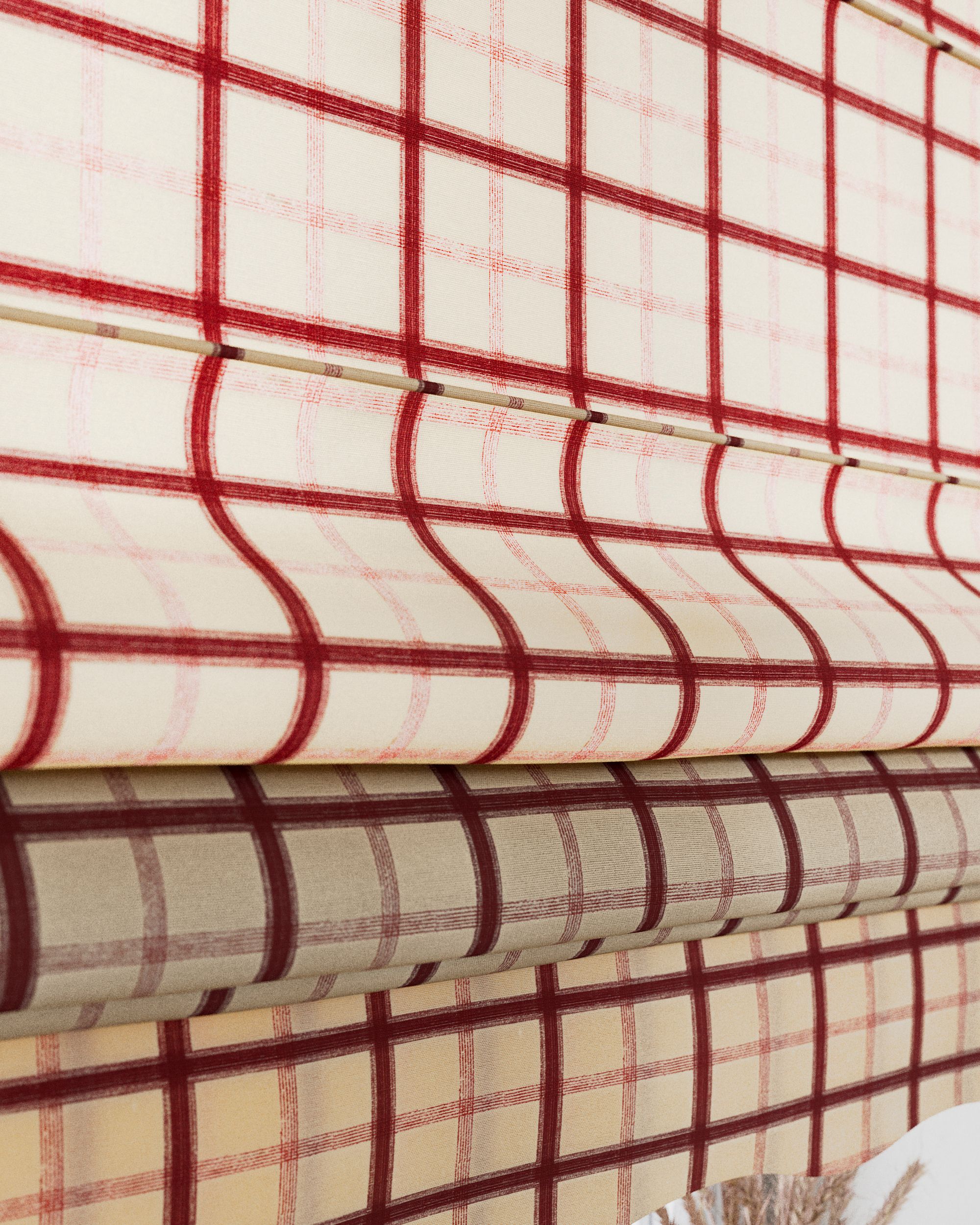 Vouwgordijn Florence kleur product rood stof met patroon (hover)