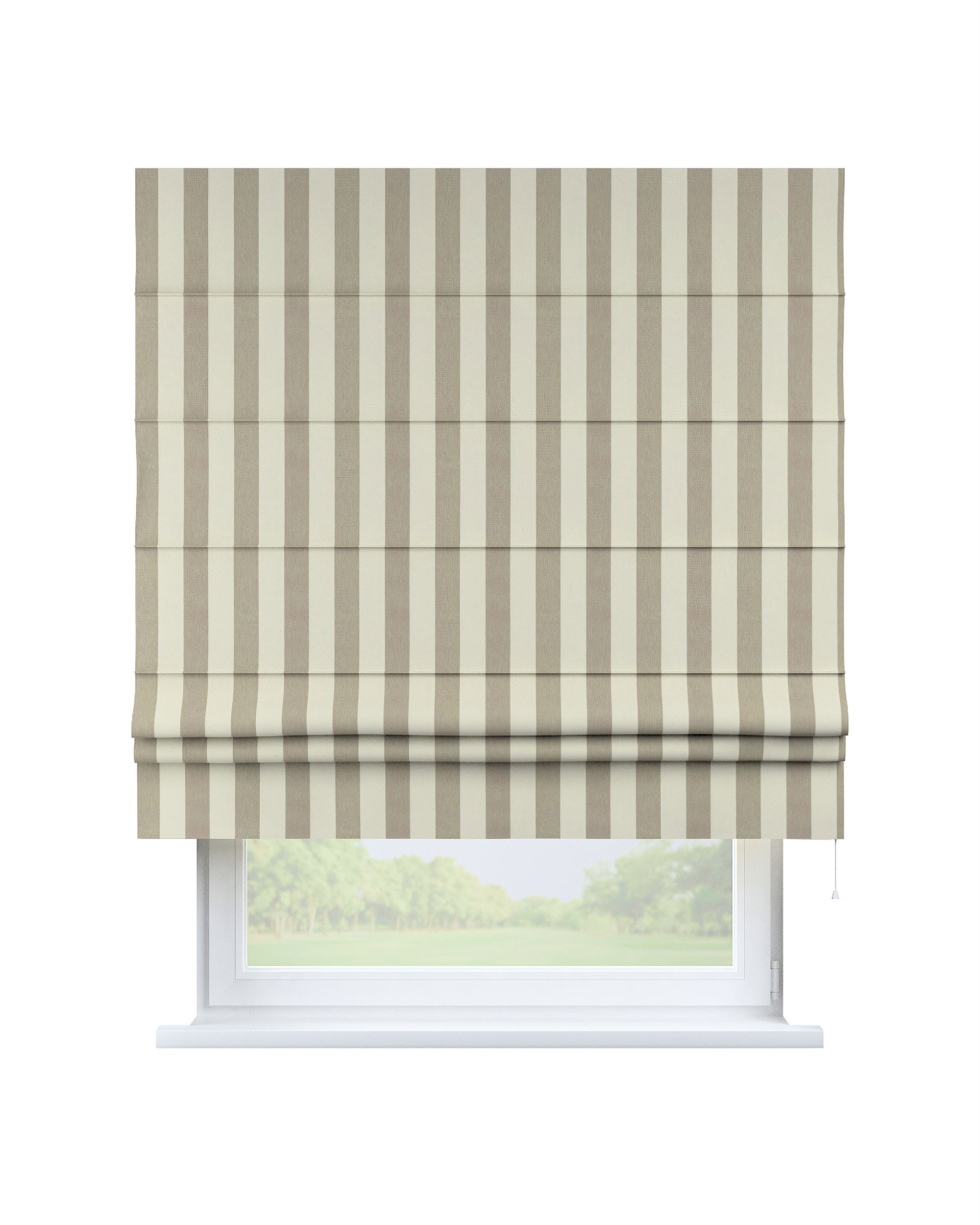 Vouwgordijn Padova kleur product beige stof met patroon