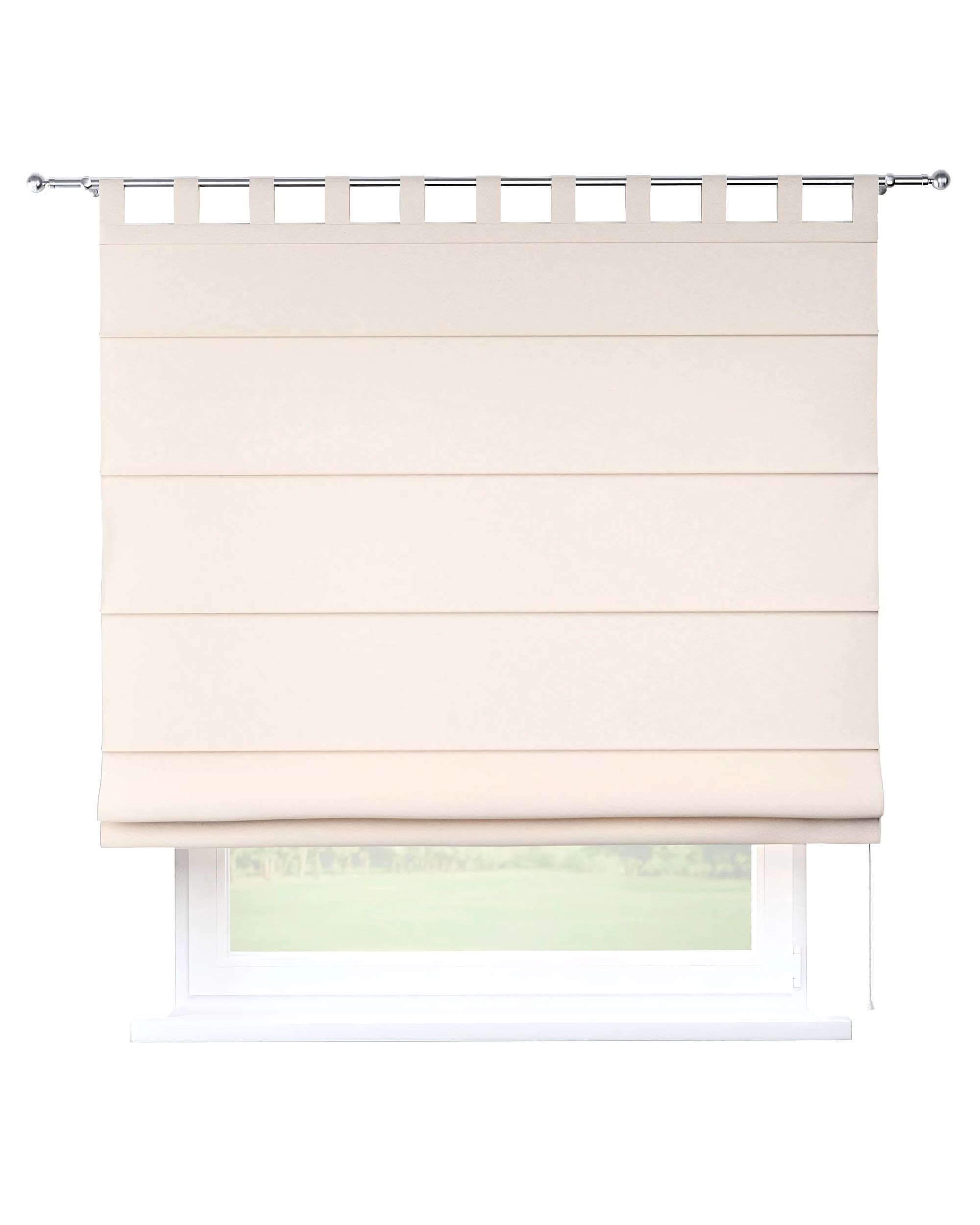 Vouwgordijn Verona kleur product beige stof met structuur