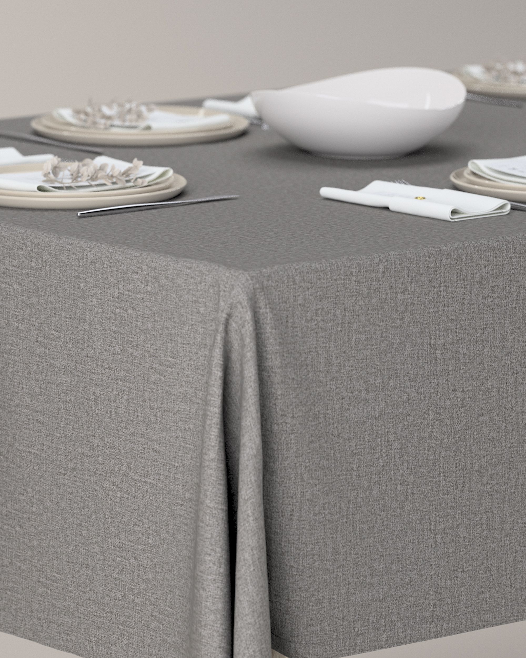 Rechthoekig tafelkleed kleur product grijs stof met structuur (hover)