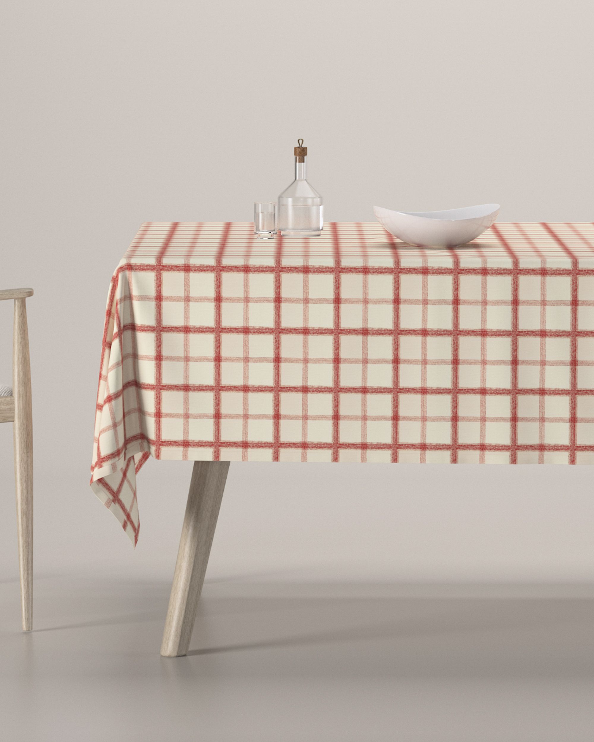 Rechthoekig tafelkleed kleur product rood stof met patroon