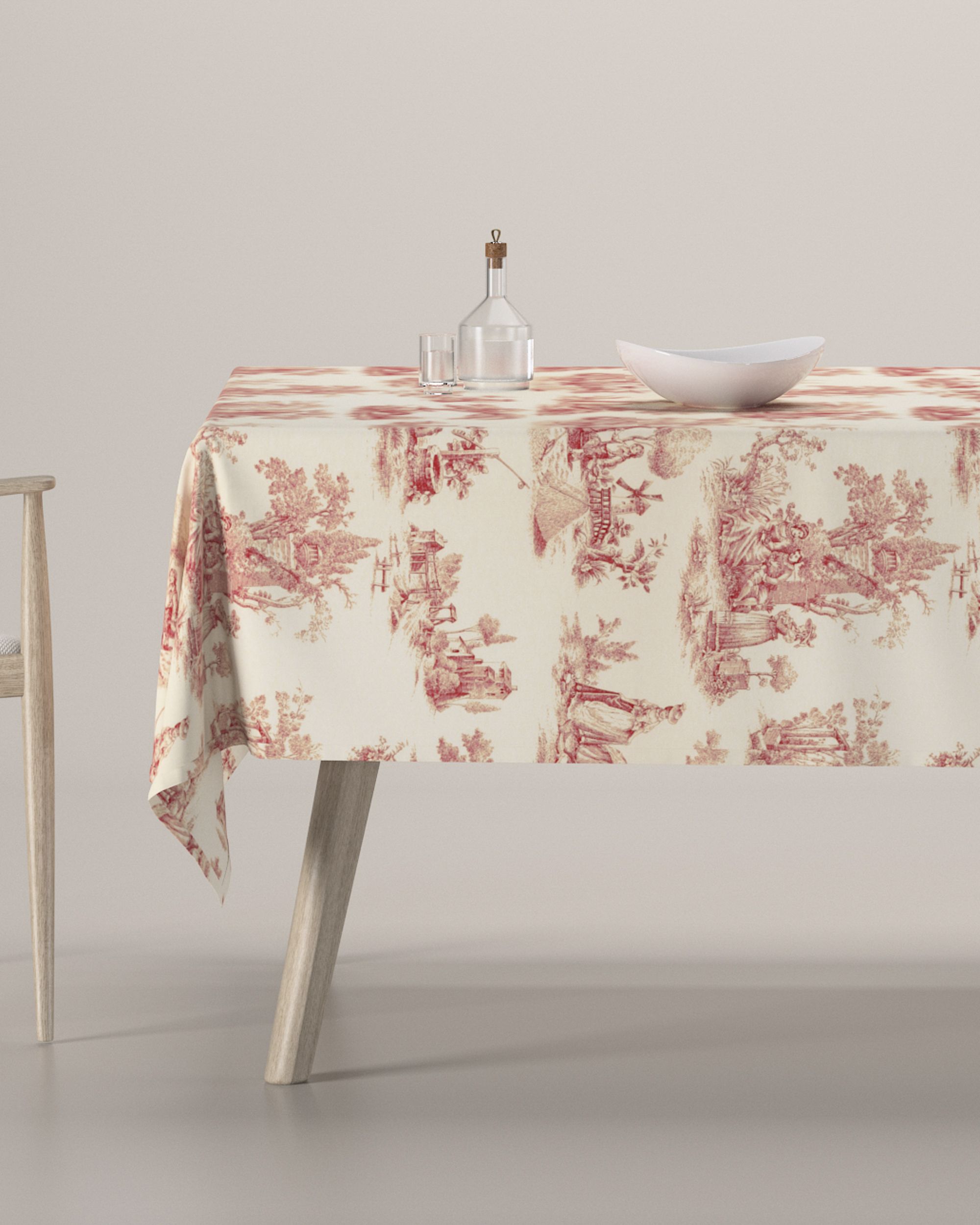 Rechthoekig tafelkleed kleur product rood stof met patroon