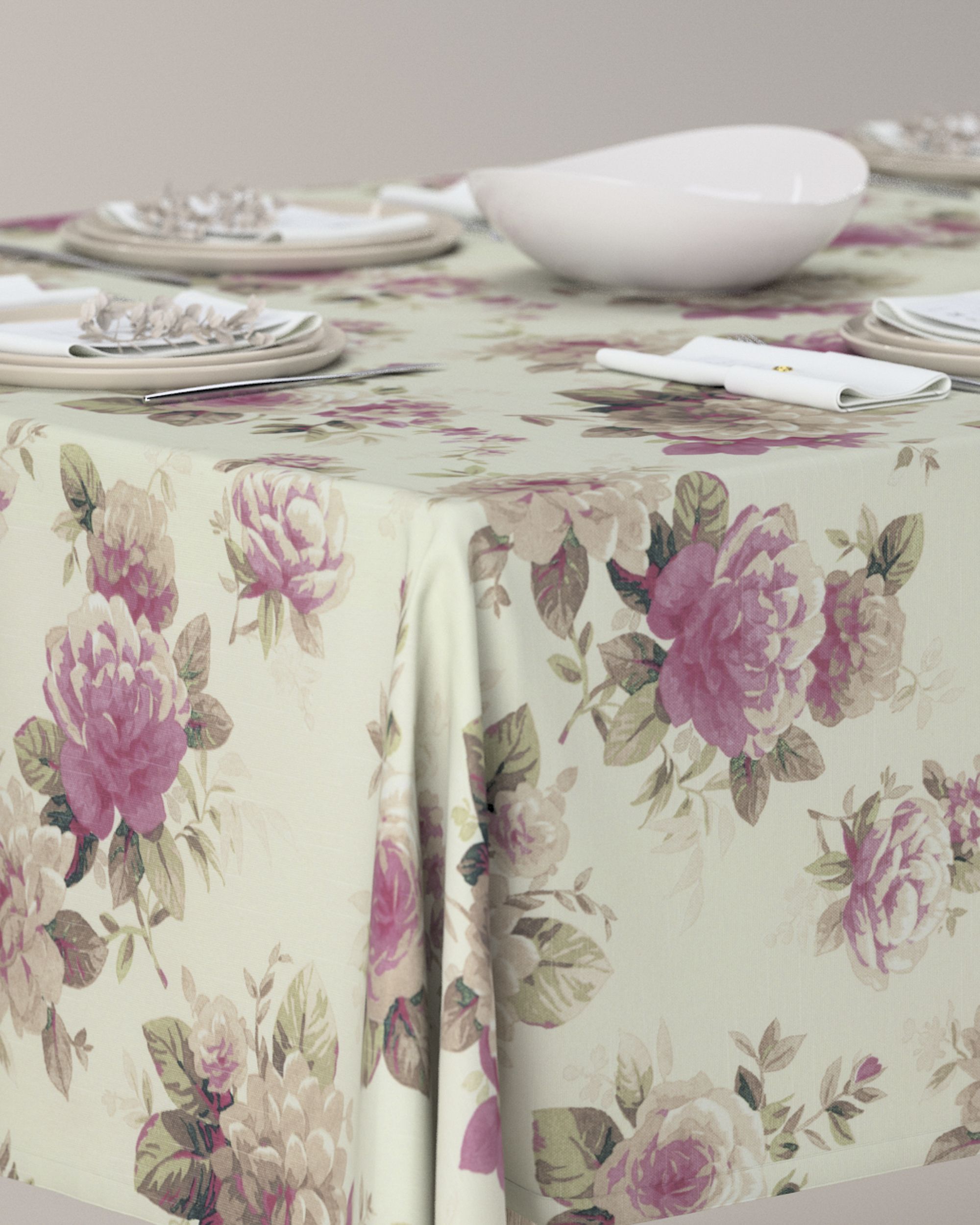 Rechthoekig tafelkleed kleur product meerkleurig stof met patroon (hover)