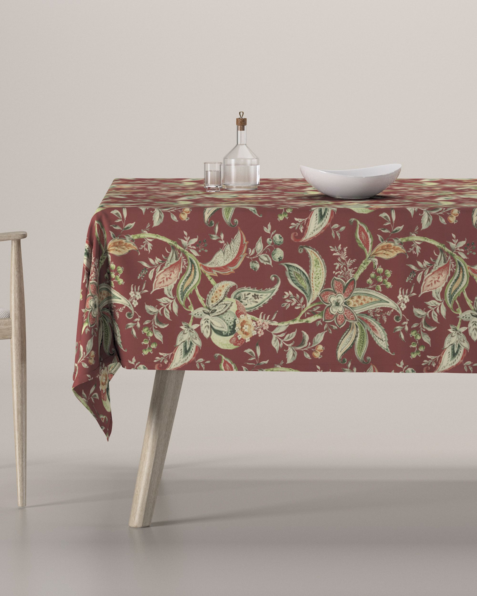 Rechthoekig tafelkleed kleur product rood stof met patroon