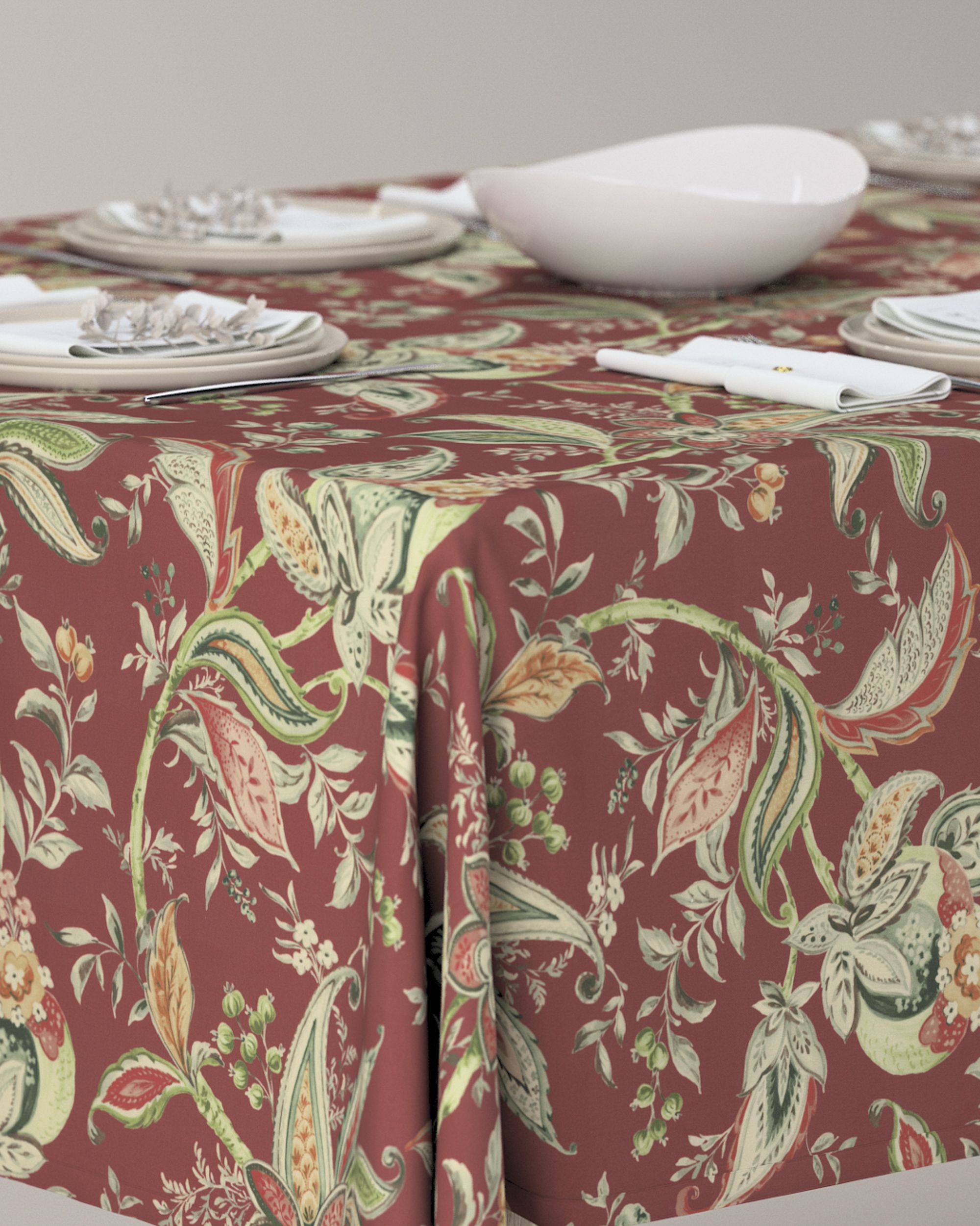 Rechthoekig tafelkleed kleur product rood stof met patroon (hover)
