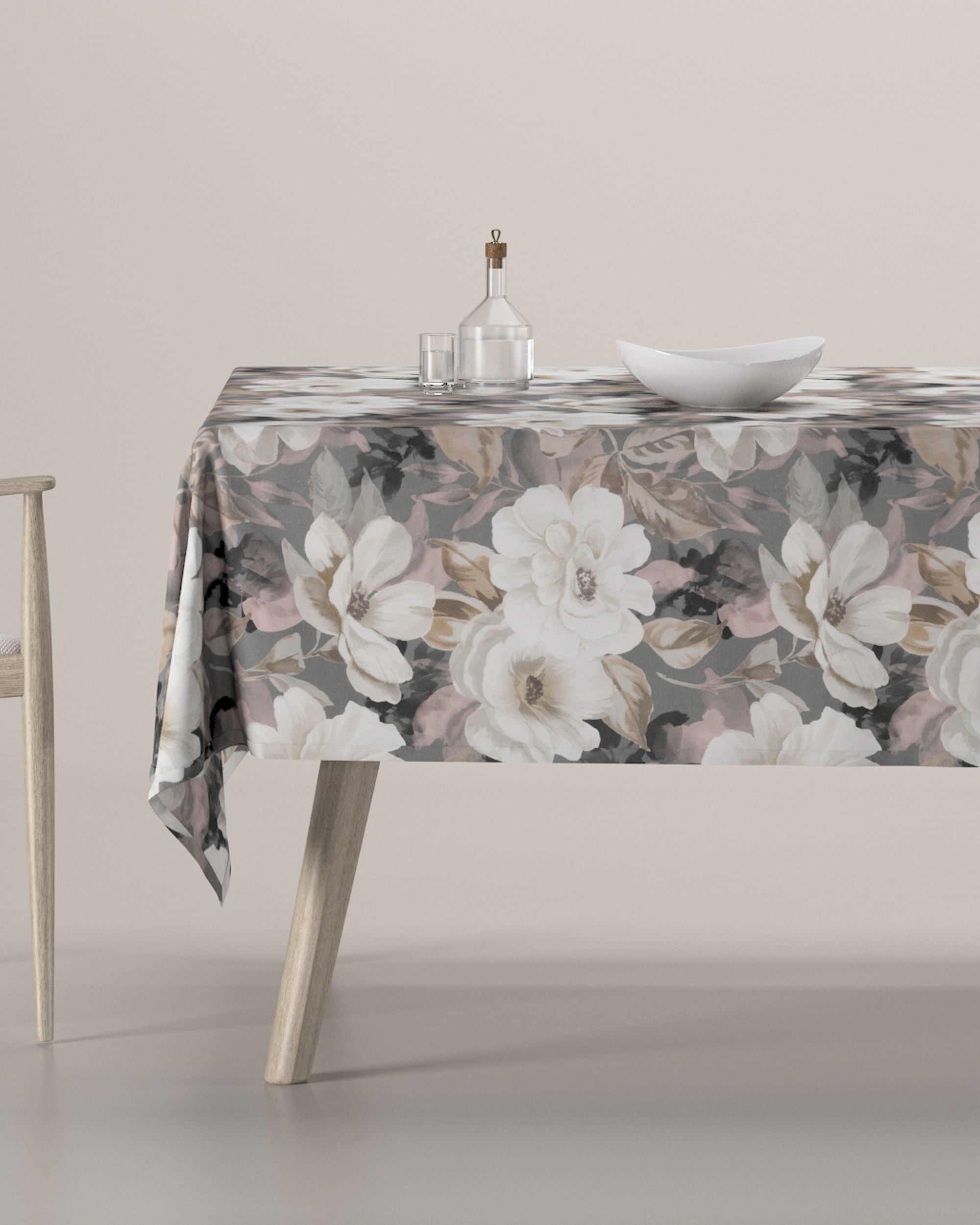 Rechthoekig tafelkleed kleur product grijs stof met patroon