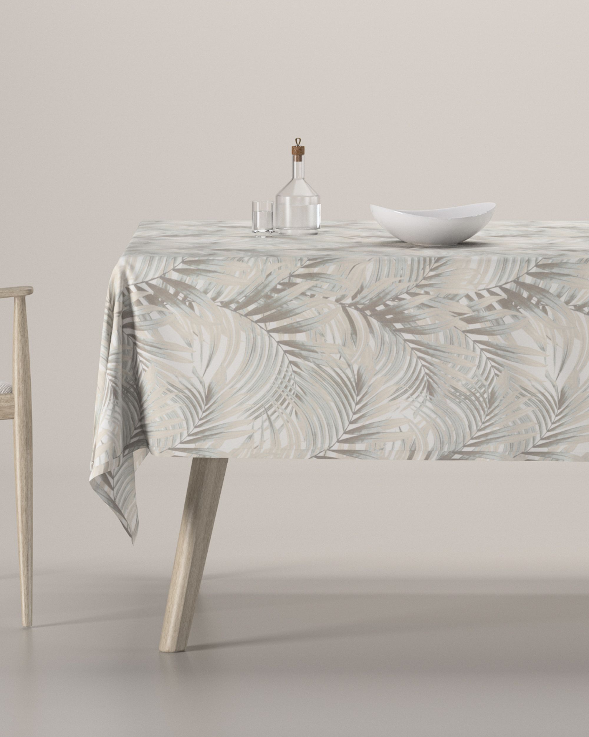 Rechthoekig tafelkleed kleur product beige stof met patroon