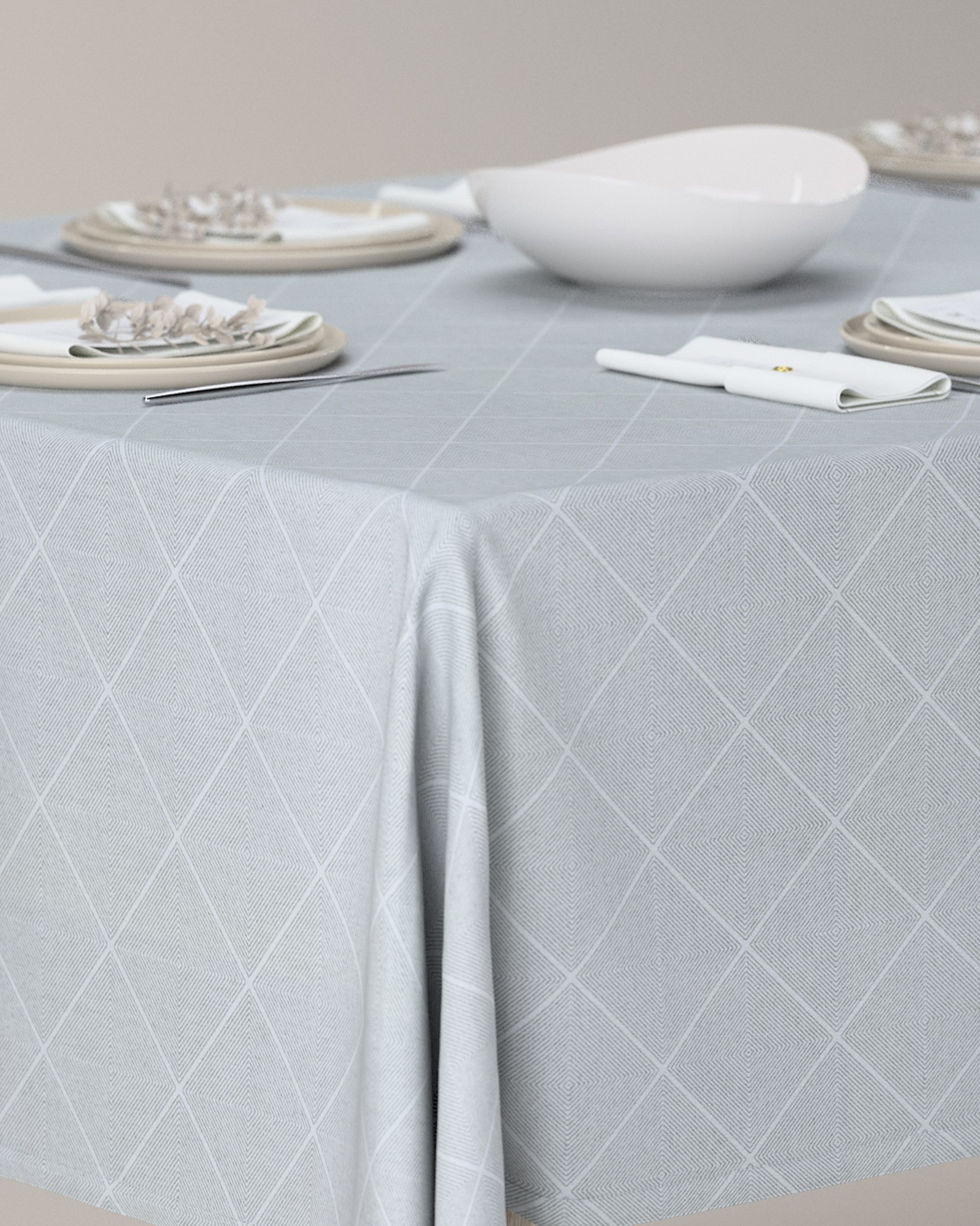 Rechthoekig tafelkleed kleur product grijs stof met structuur, met patroon (hover)
