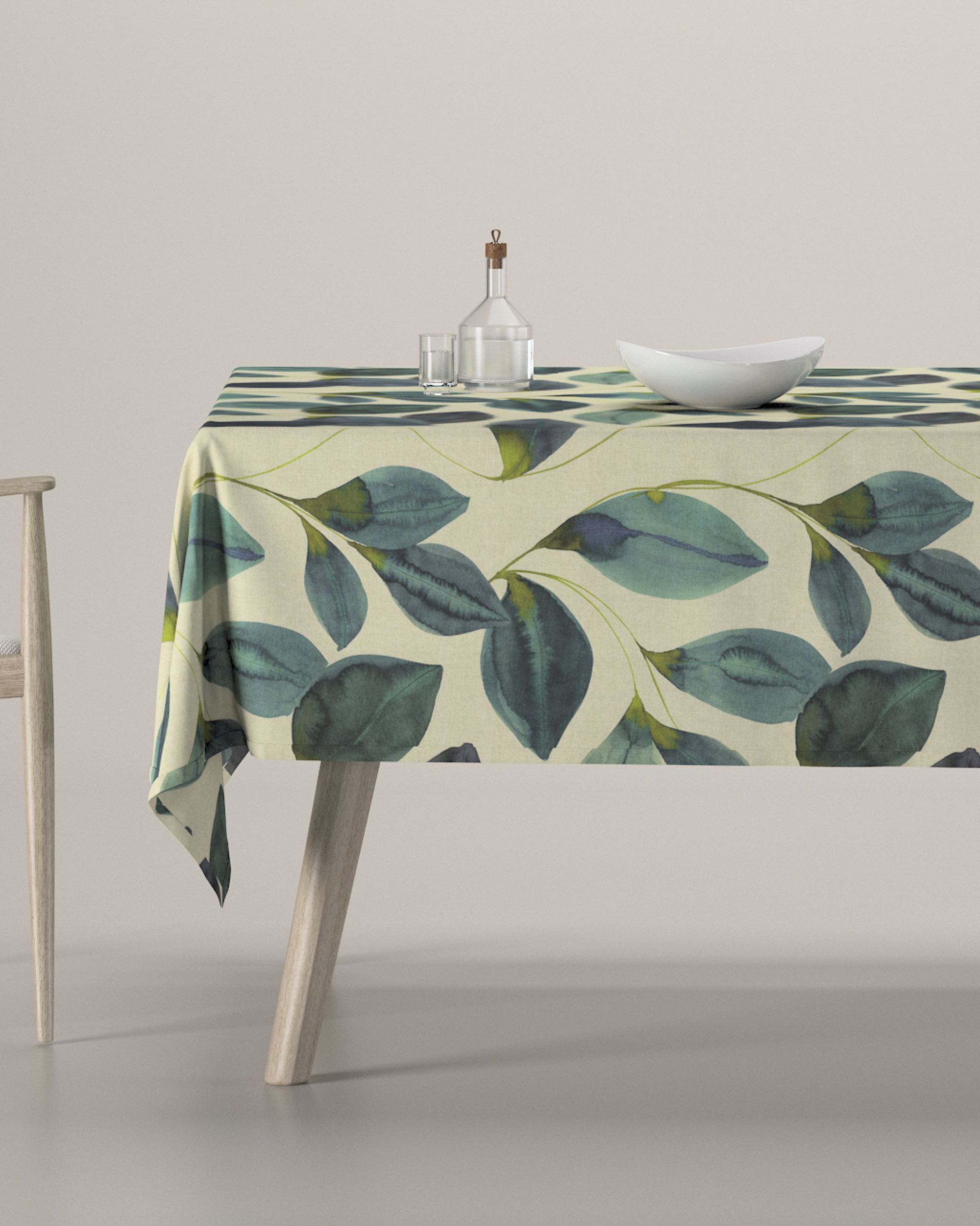 Rechthoekig tafelkleed kleur product groen stof met patroon