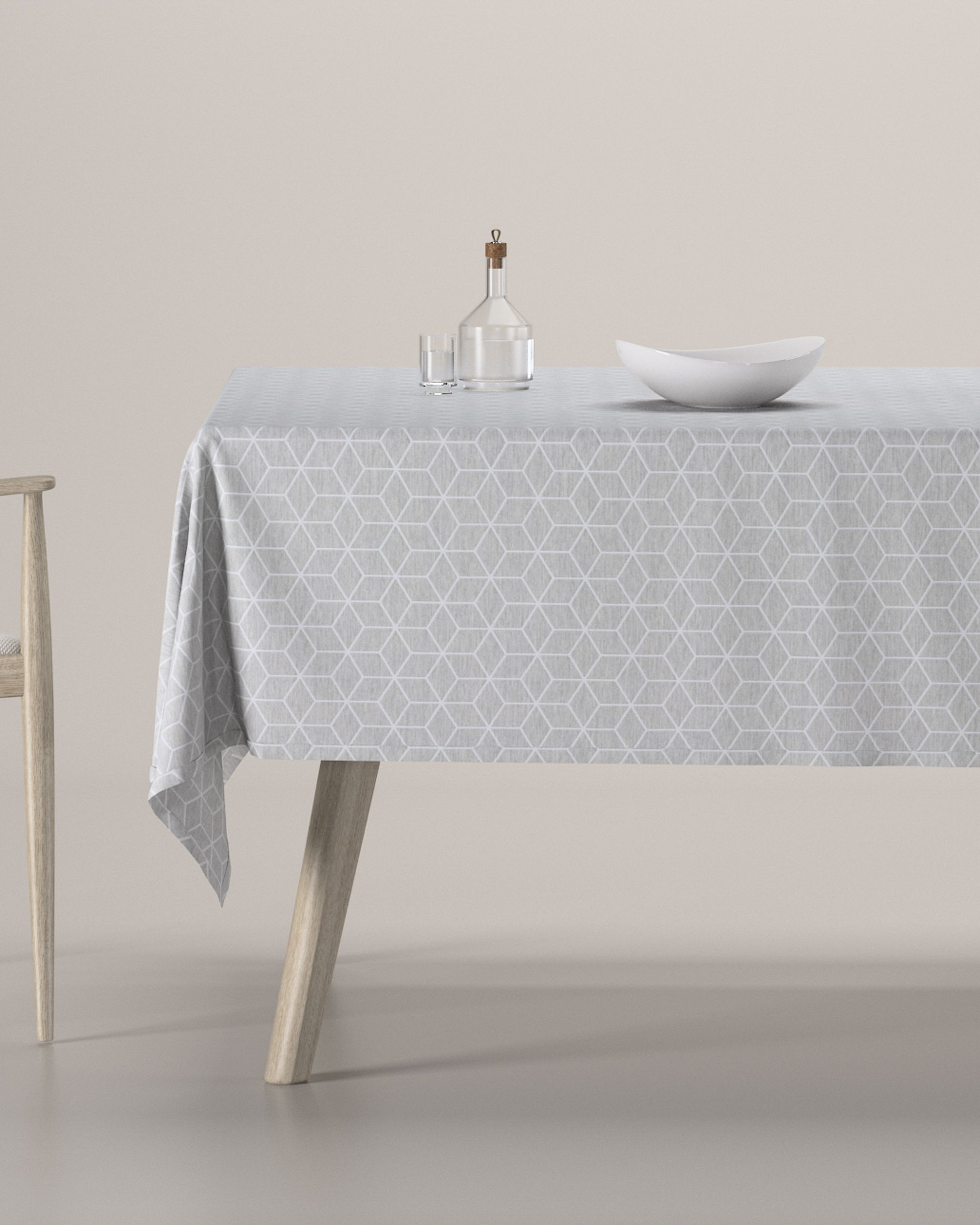 Rechthoekig tafelkleed kleur product grijs stof met structuur, met patroon