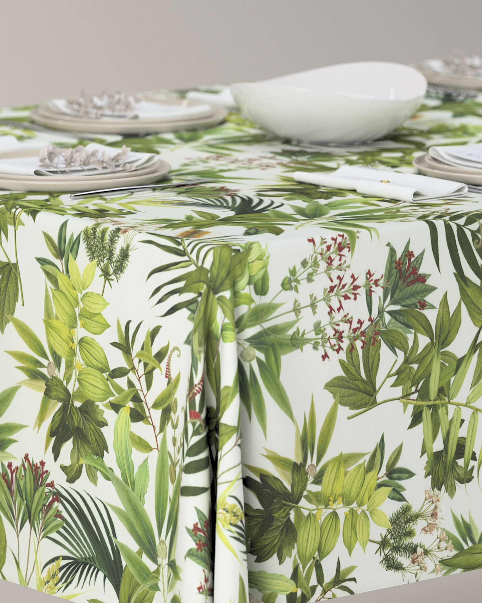Rechthoekig tafelkleed kleur product groen stof met patroon (hover)