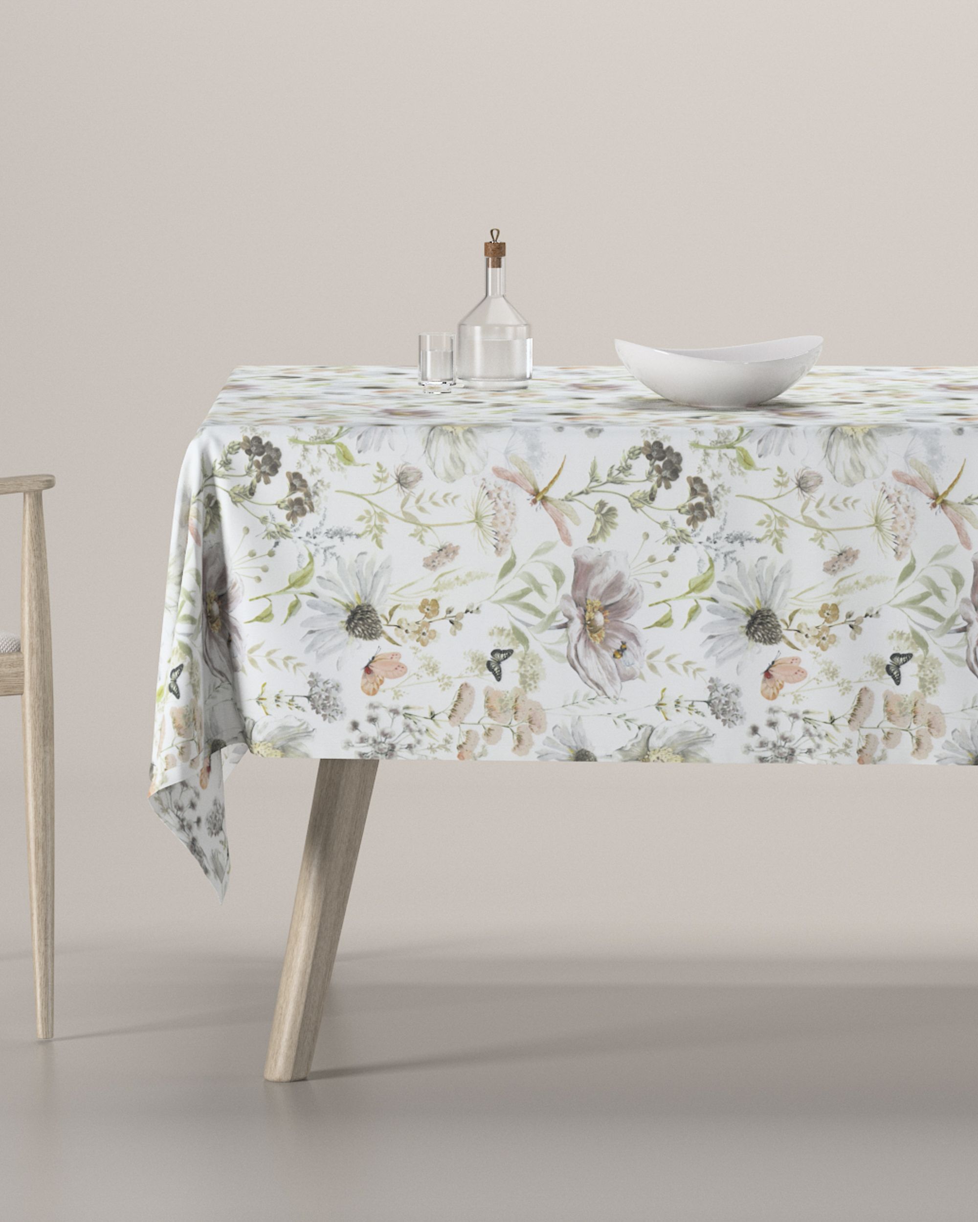 Rechthoekig tafelkleed kleur product wit stof met patroon