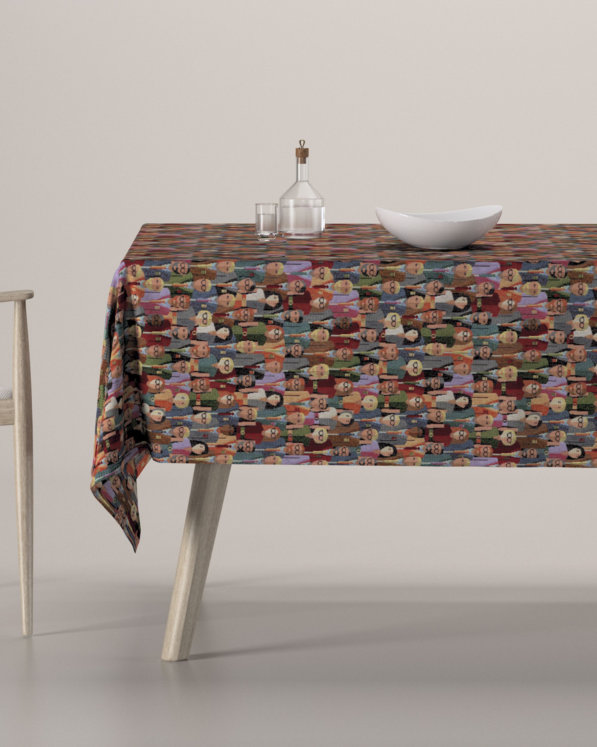 Rechthoekig tafelkleed kleur product meerkleurig stof met structuur, met patroon