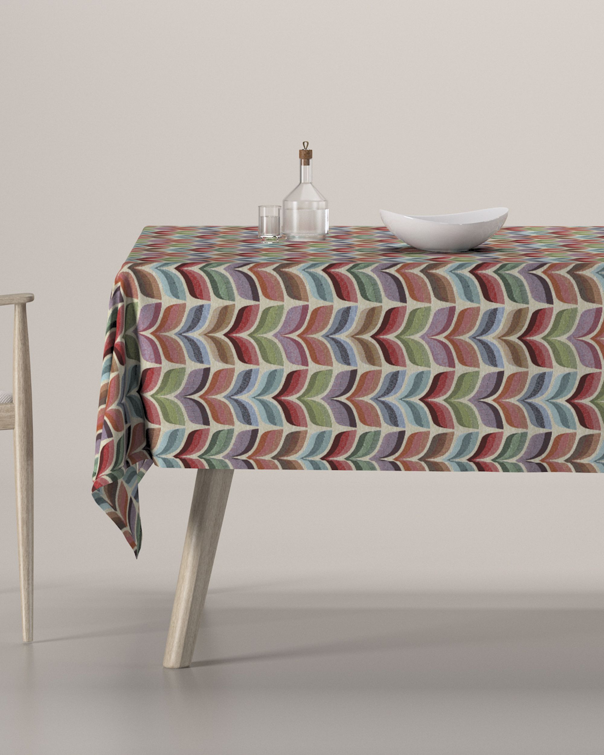 Rechthoekig tafelkleed kleur product meerkleurig stof met structuur, met patroon