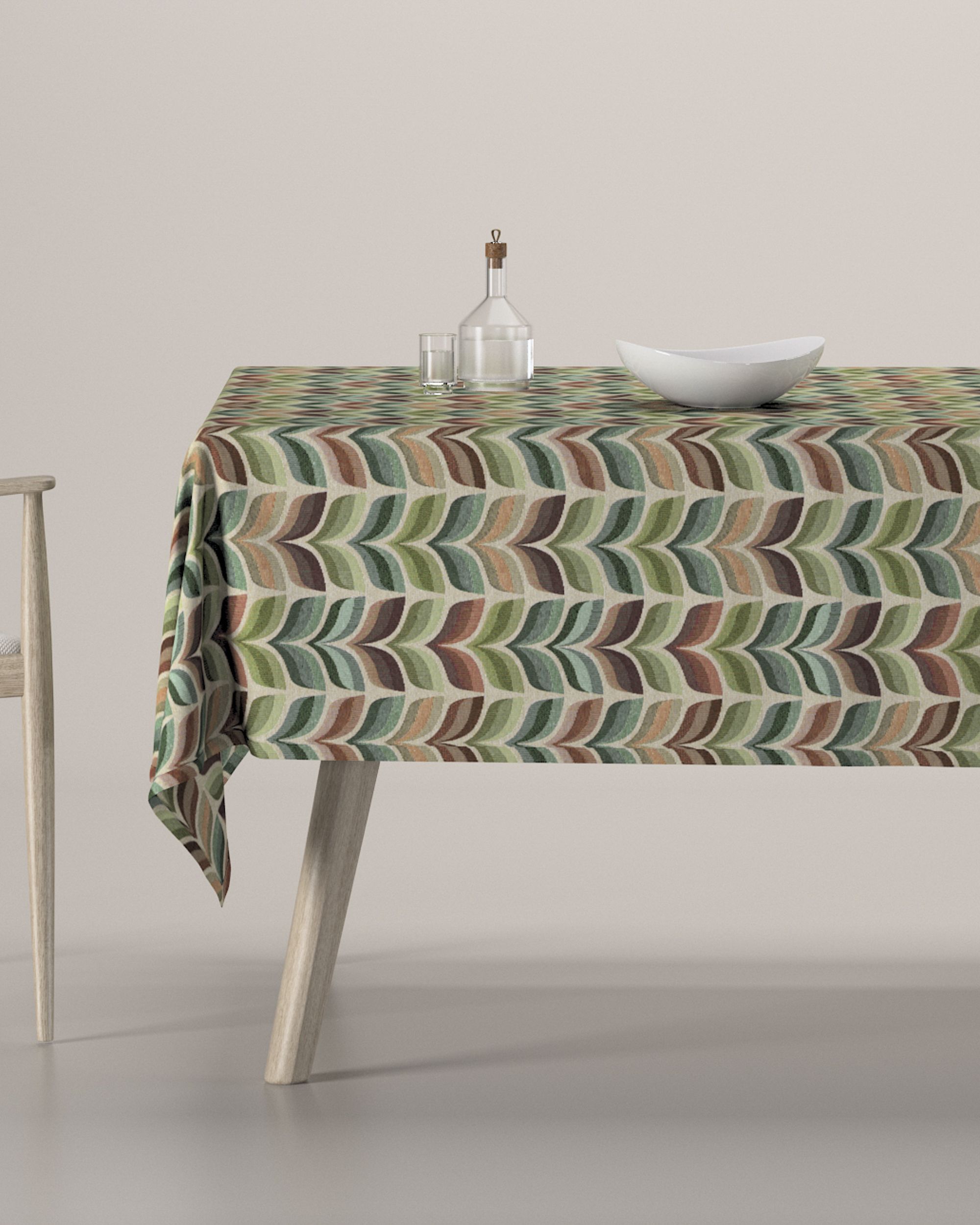 Rechthoekig tafelkleed kleur product groen stof met structuur, met patroon