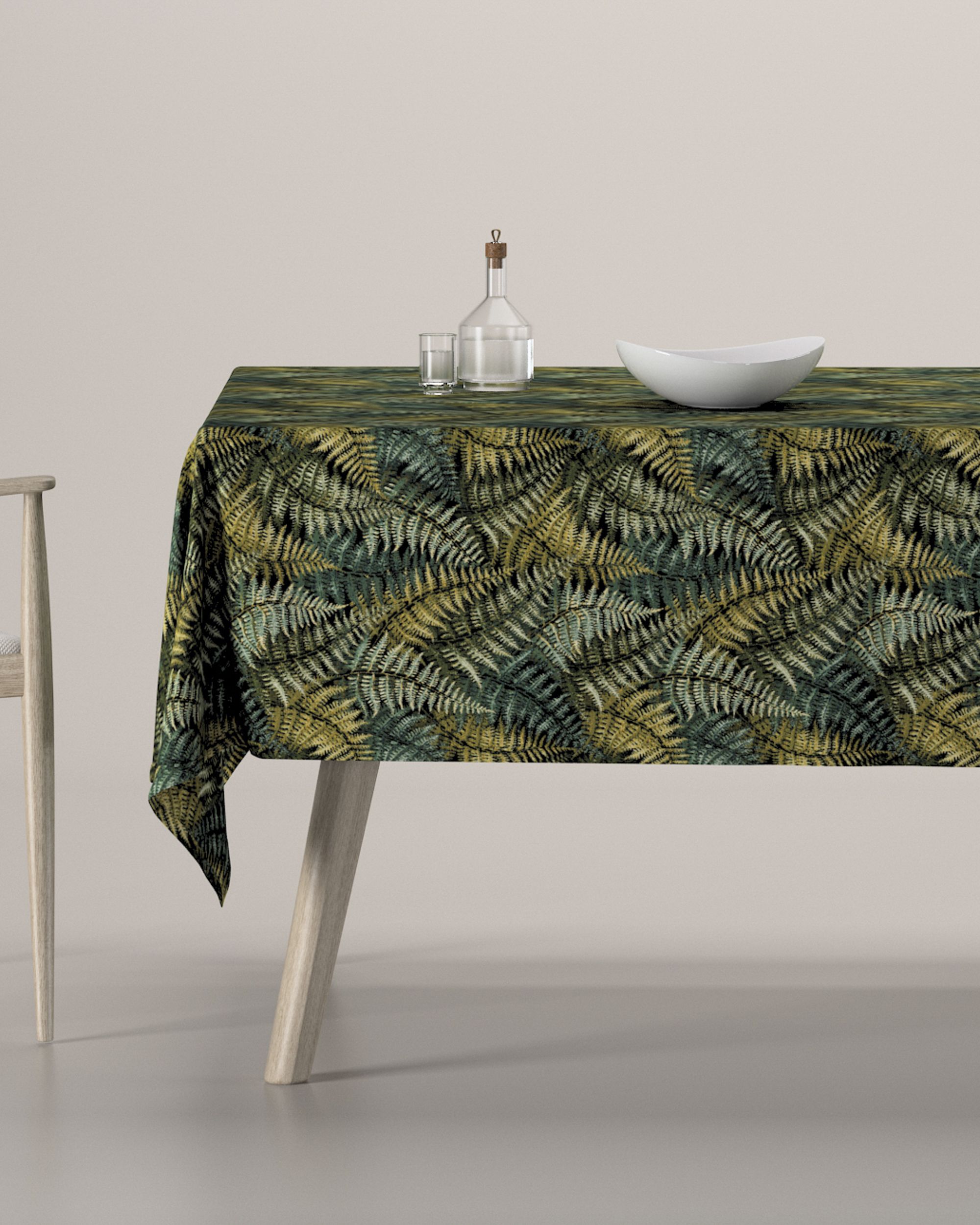 Rechthoekig tafelkleed kleur product groen stof met structuur, met patroon