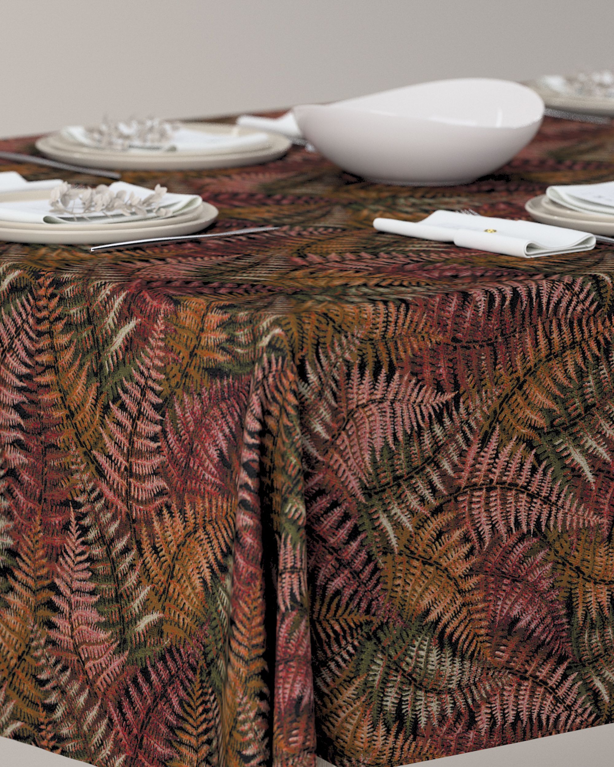 Rechthoekig tafelkleed kleur product bordeaux stof met structuur, met patroon (hover)