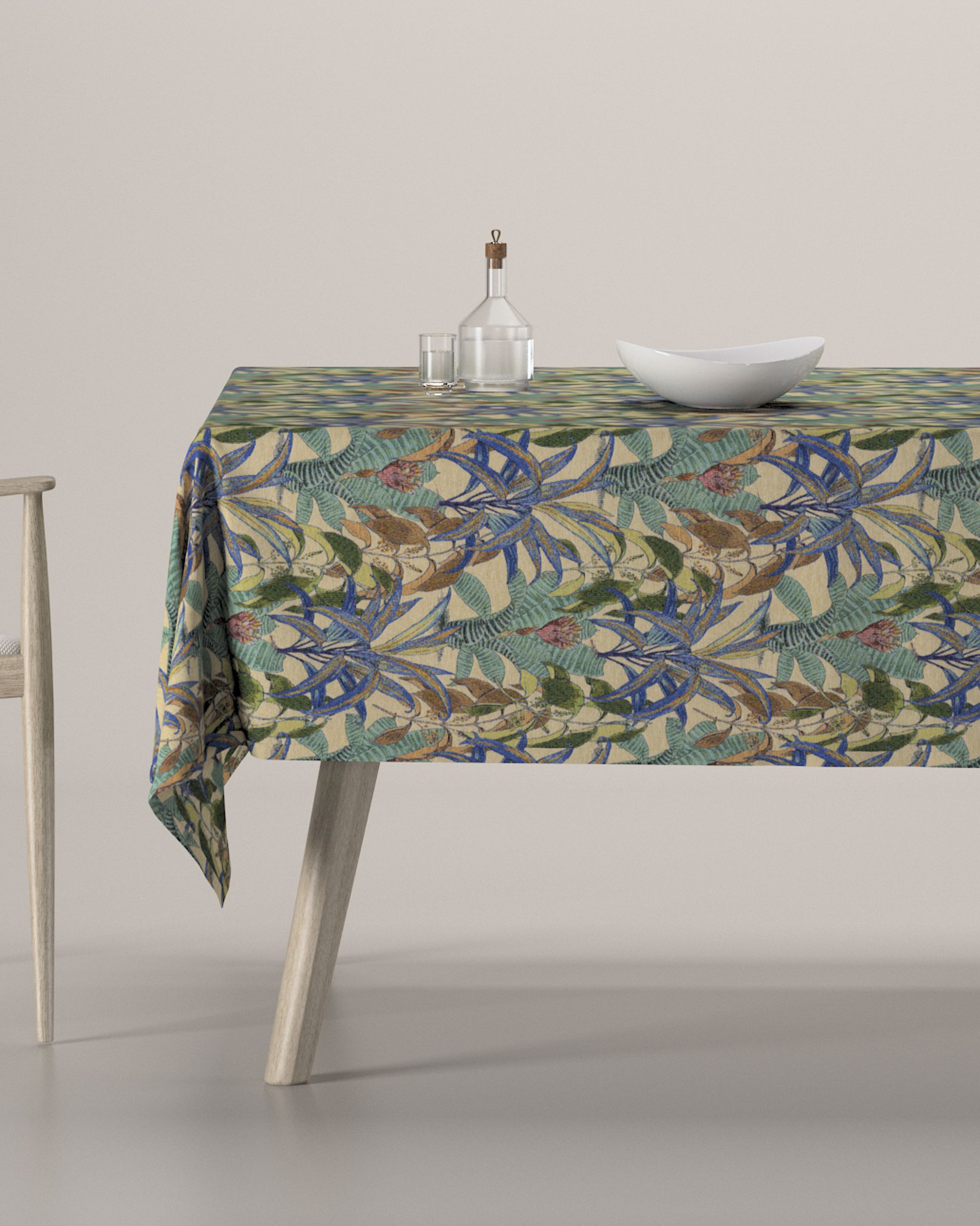Rechthoekig tafelkleed kleur product meerkleurig stof met structuur, met patroon