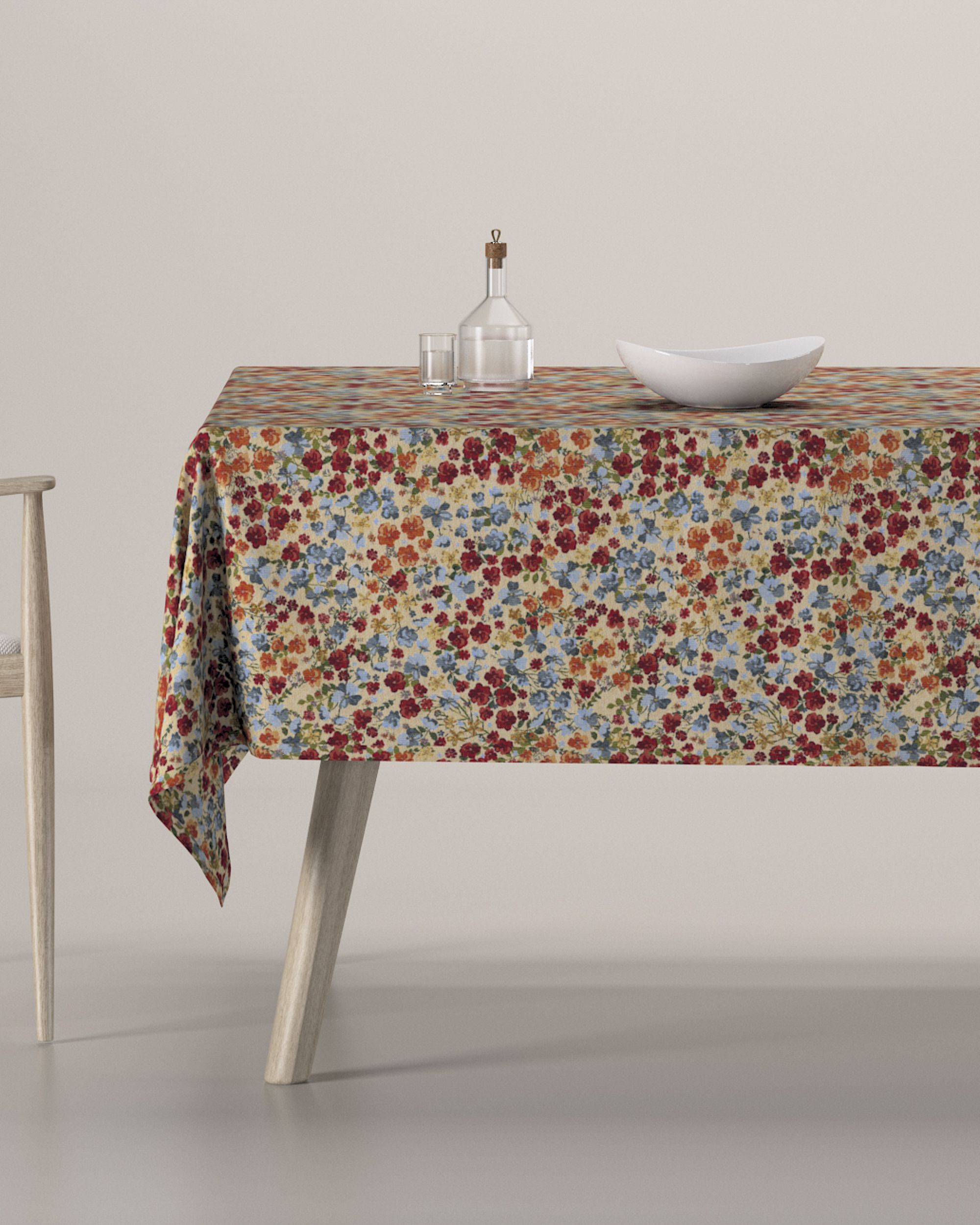 Rechthoekig tafelkleed kleur product meerkleurig stof met structuur, met patroon