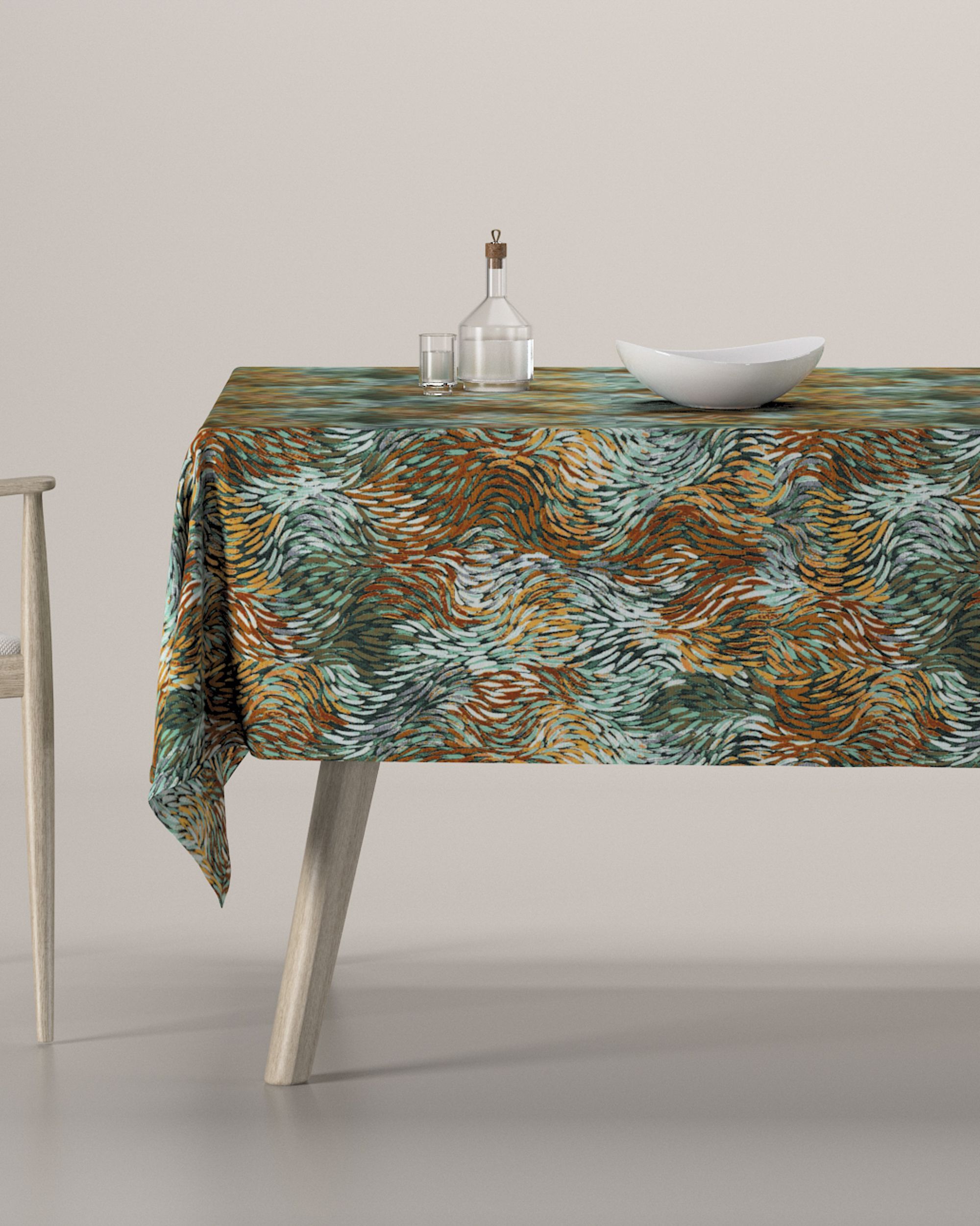 Rechthoekig tafelkleed kleur product meerkleurig stof met structuur, met patroon