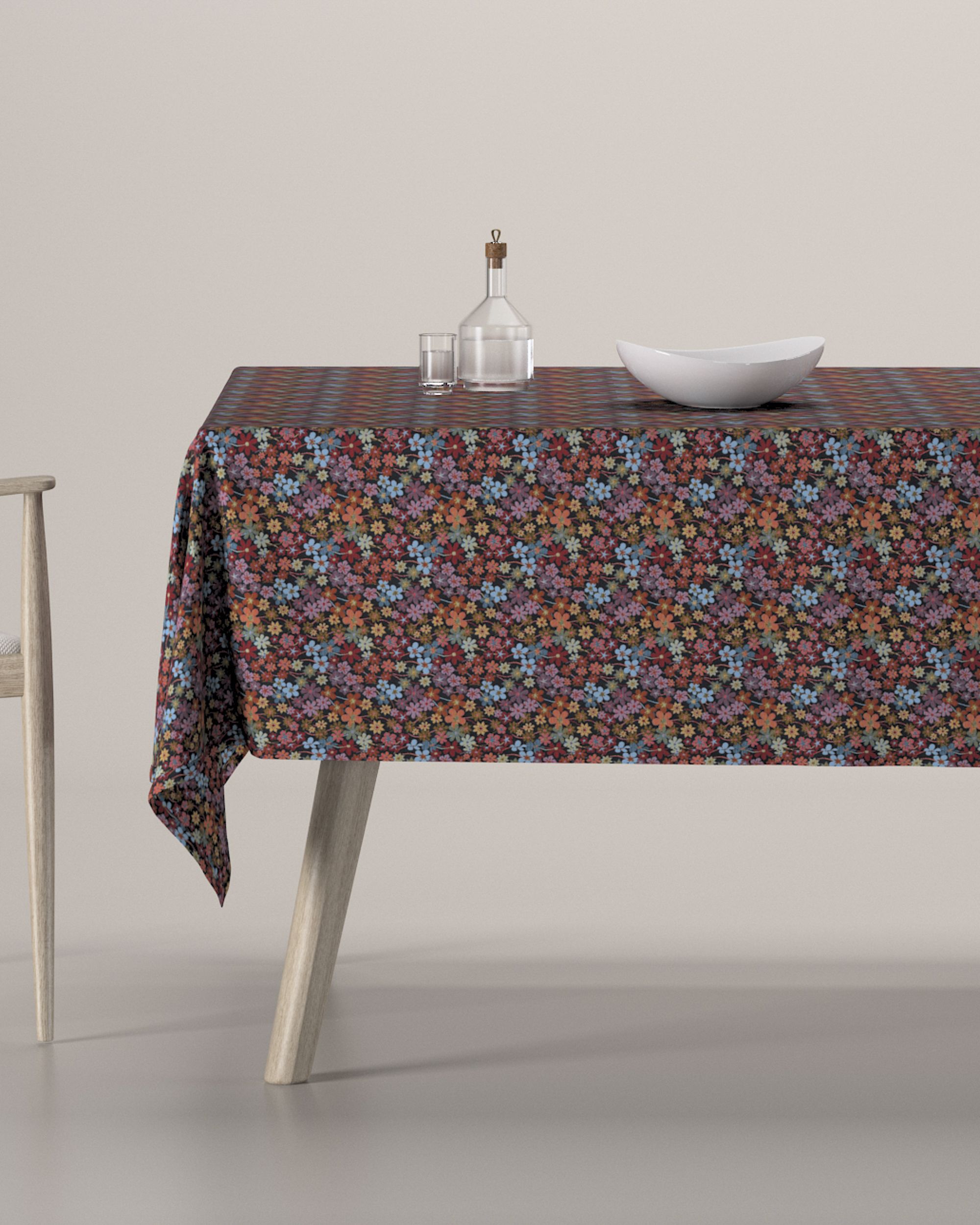 Rechthoekig tafelkleed kleur product meerkleurig stof met structuur, met patroon