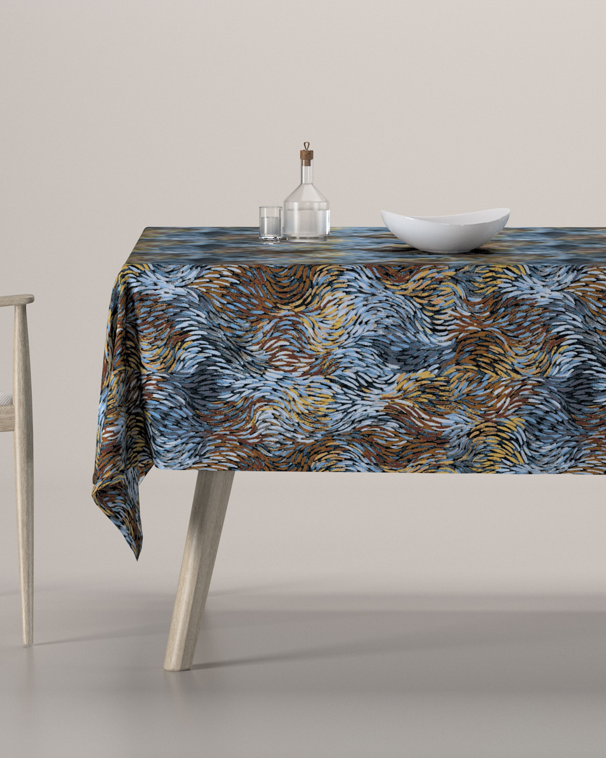 Rechthoekig tafelkleed kleur product meerkleurig stof met structuur, met patroon