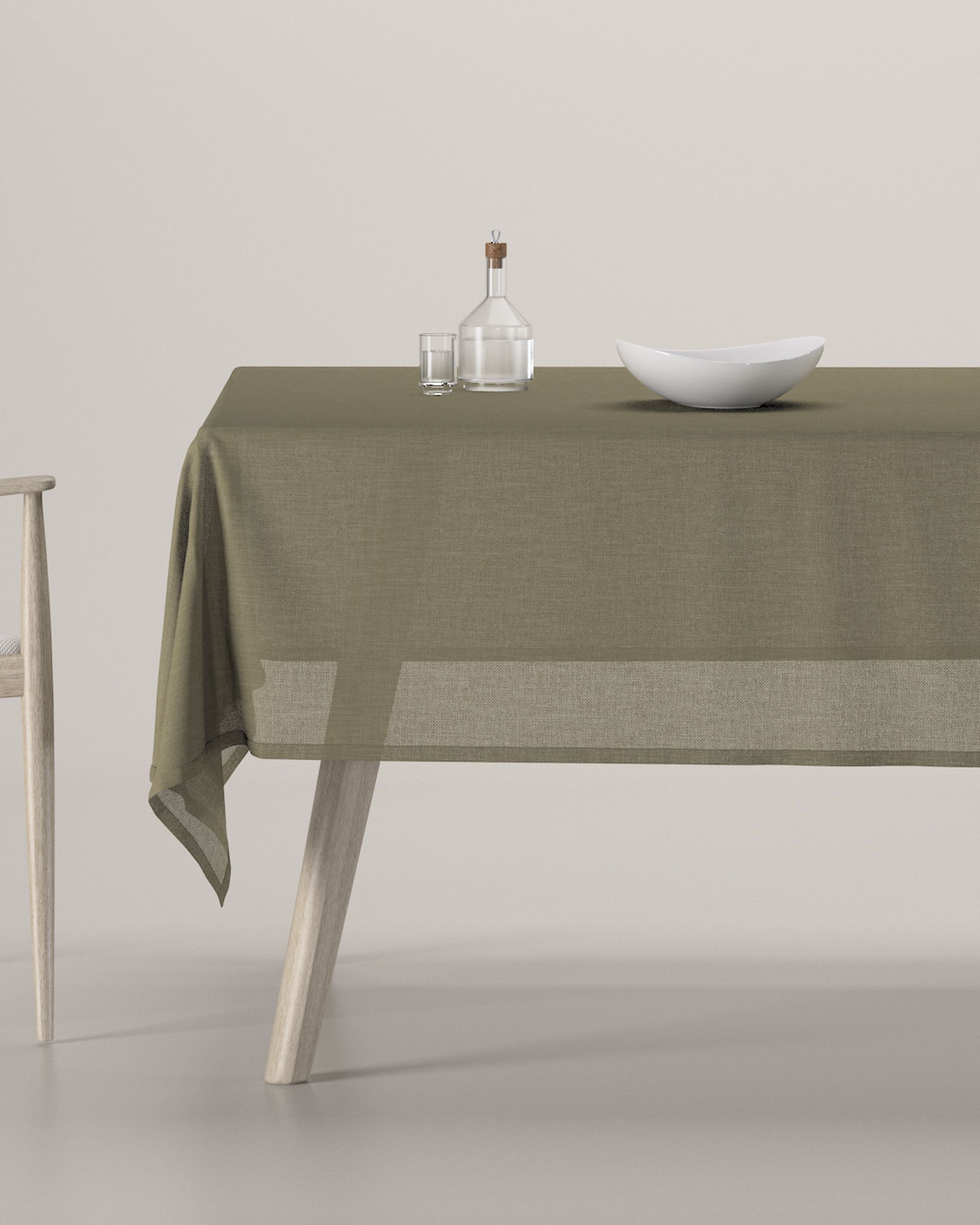Rechthoekig tafelkleed kleur product bruin stof met structuur