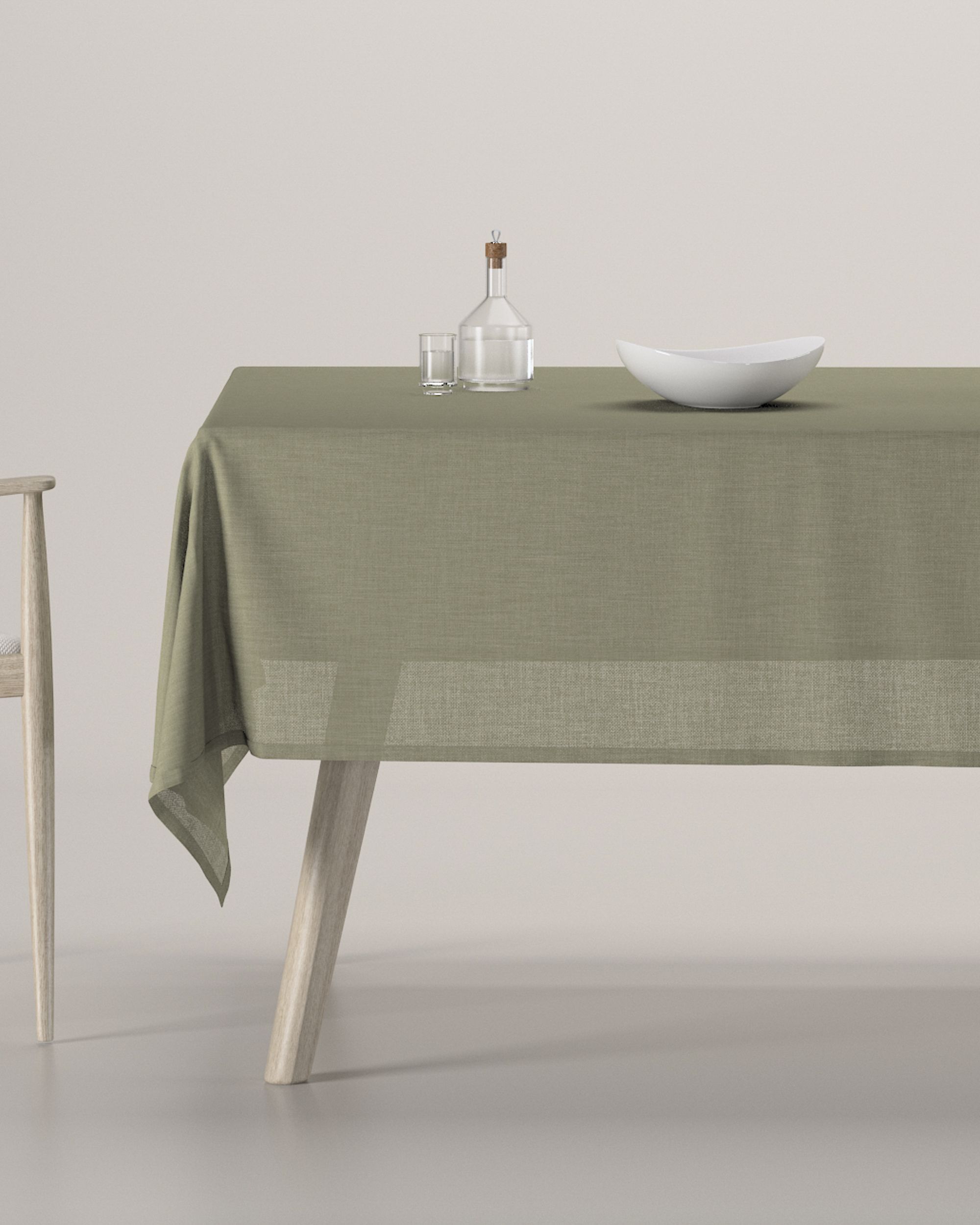 Rechthoekig tafelkleed kleur product groen stof met structuur