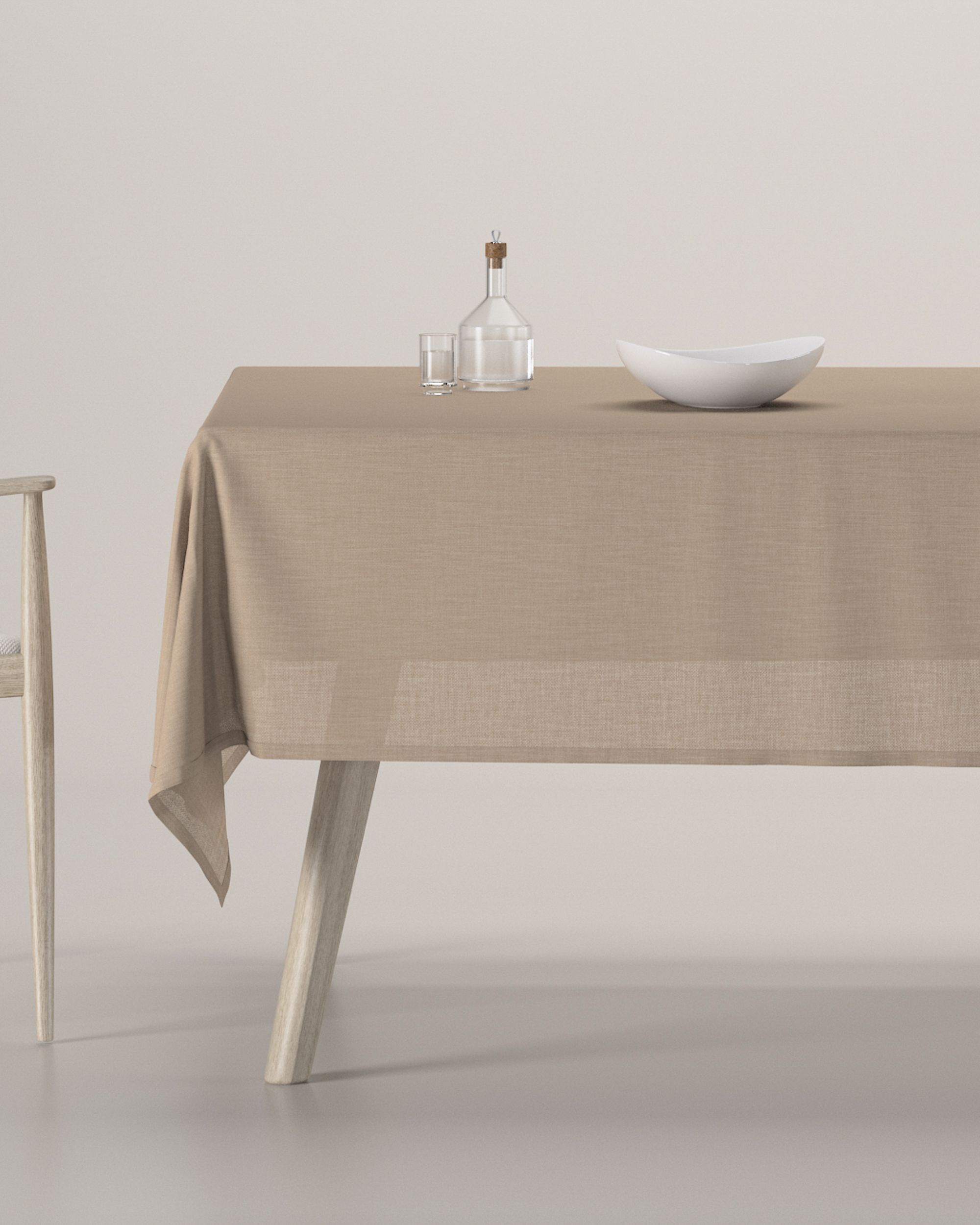Rechthoekig tafelkleed kleur product beige stof met structuur