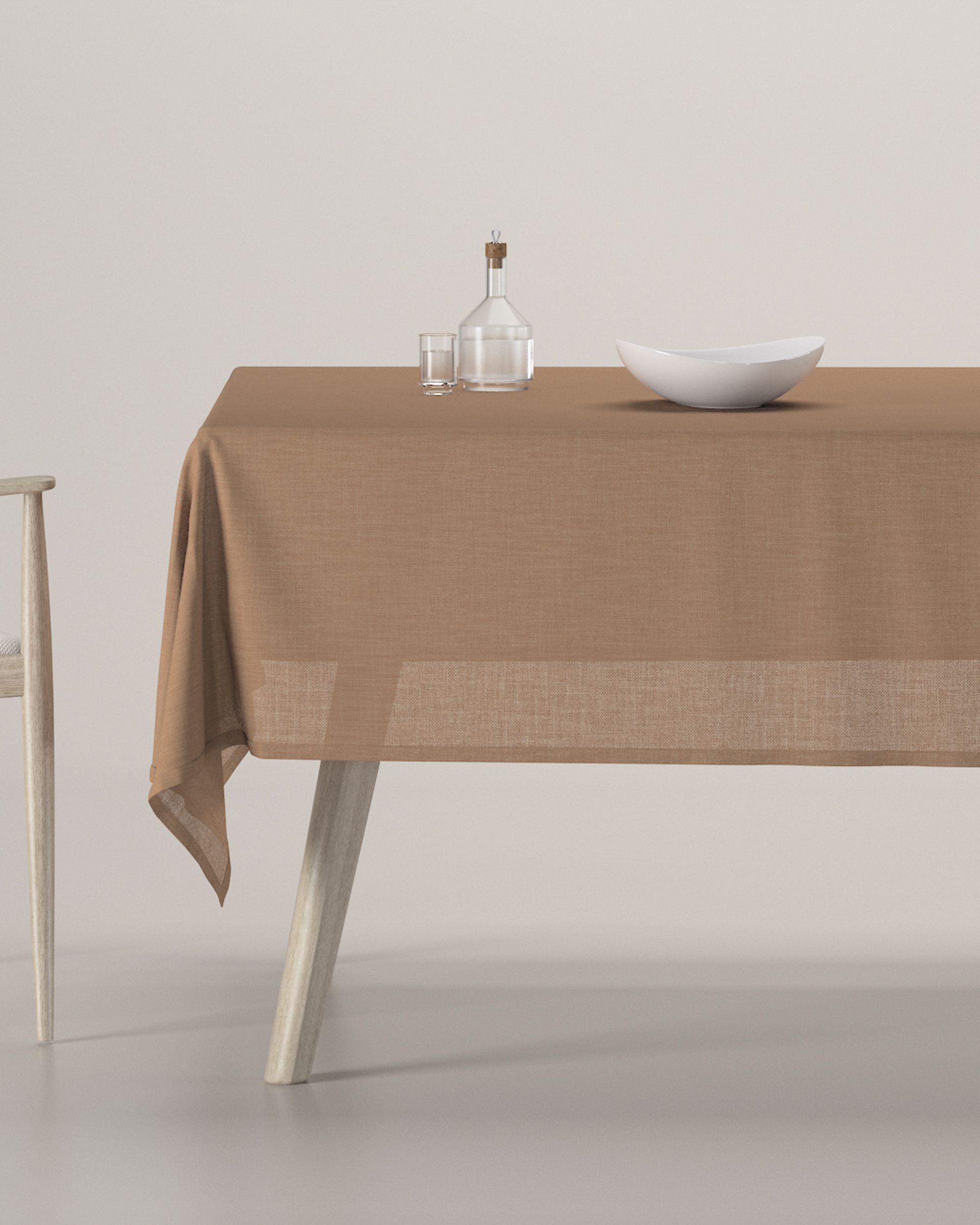 Rechthoekig tafelkleed kleur product bruin stof met structuur