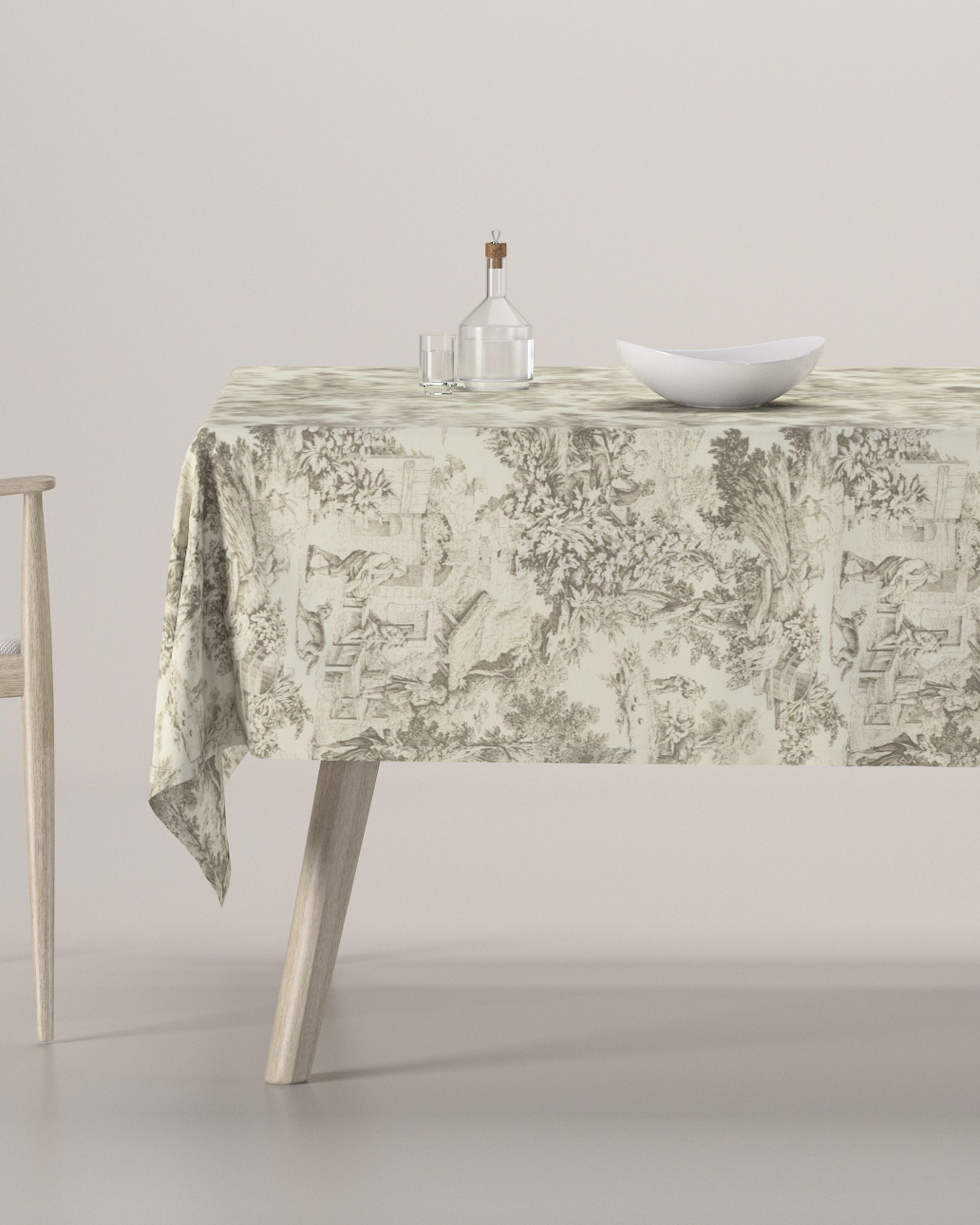 Rechthoekig tafelkleed kleur product bruin stof met patroon