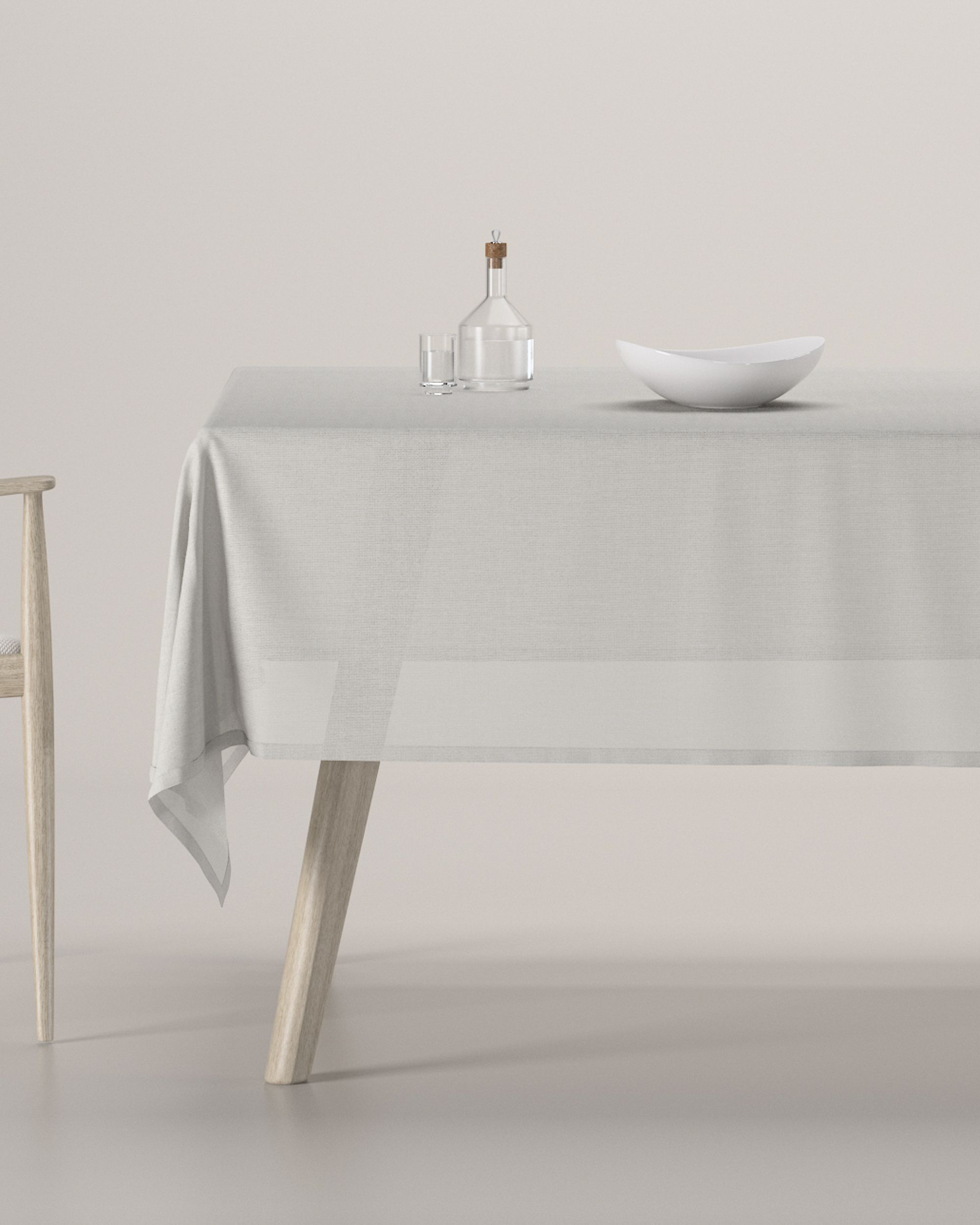 Rechthoekig tafelkleed kleur product wit stof met structuur