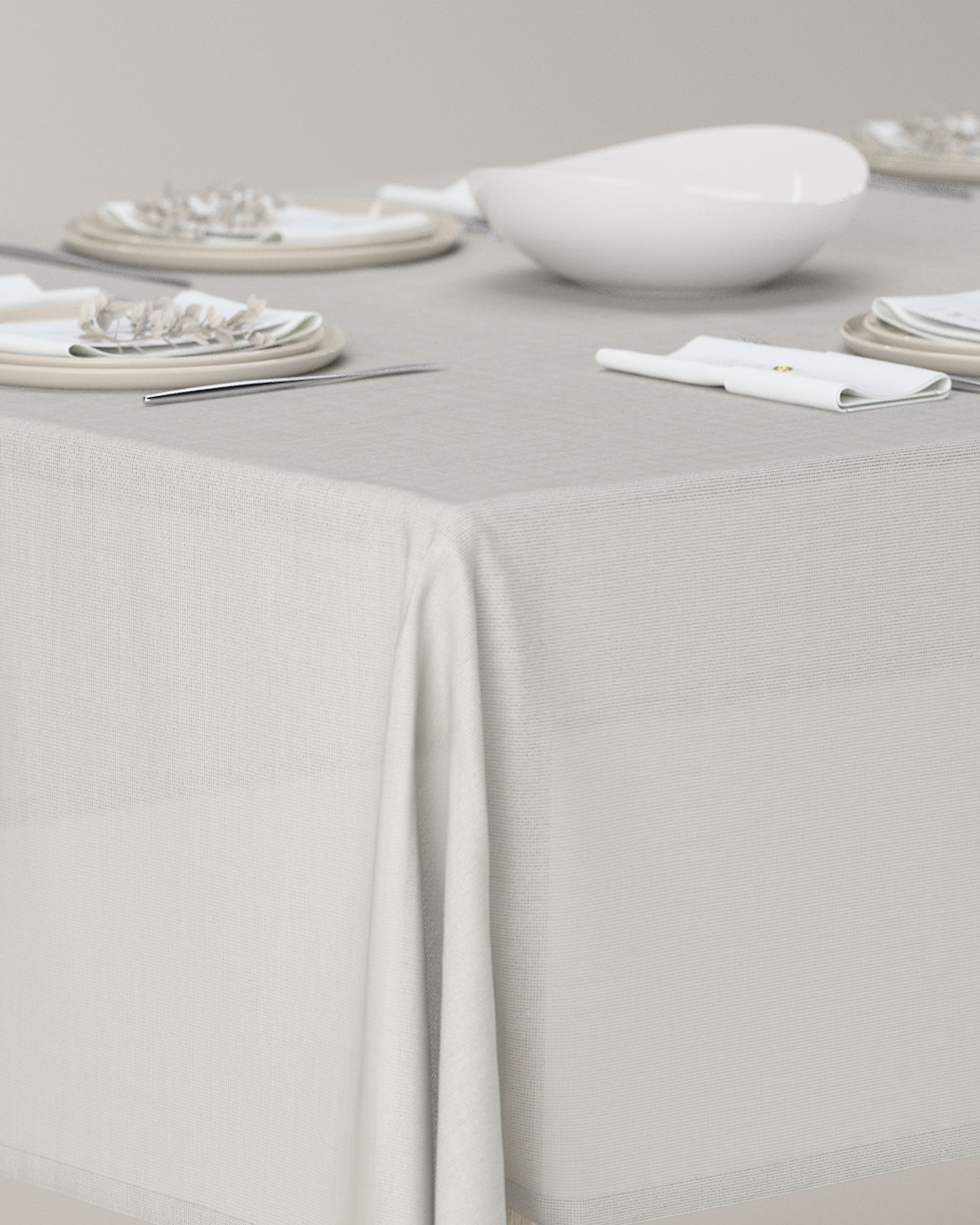 Rechthoekig tafelkleed kleur product wit stof met structuur (hover)