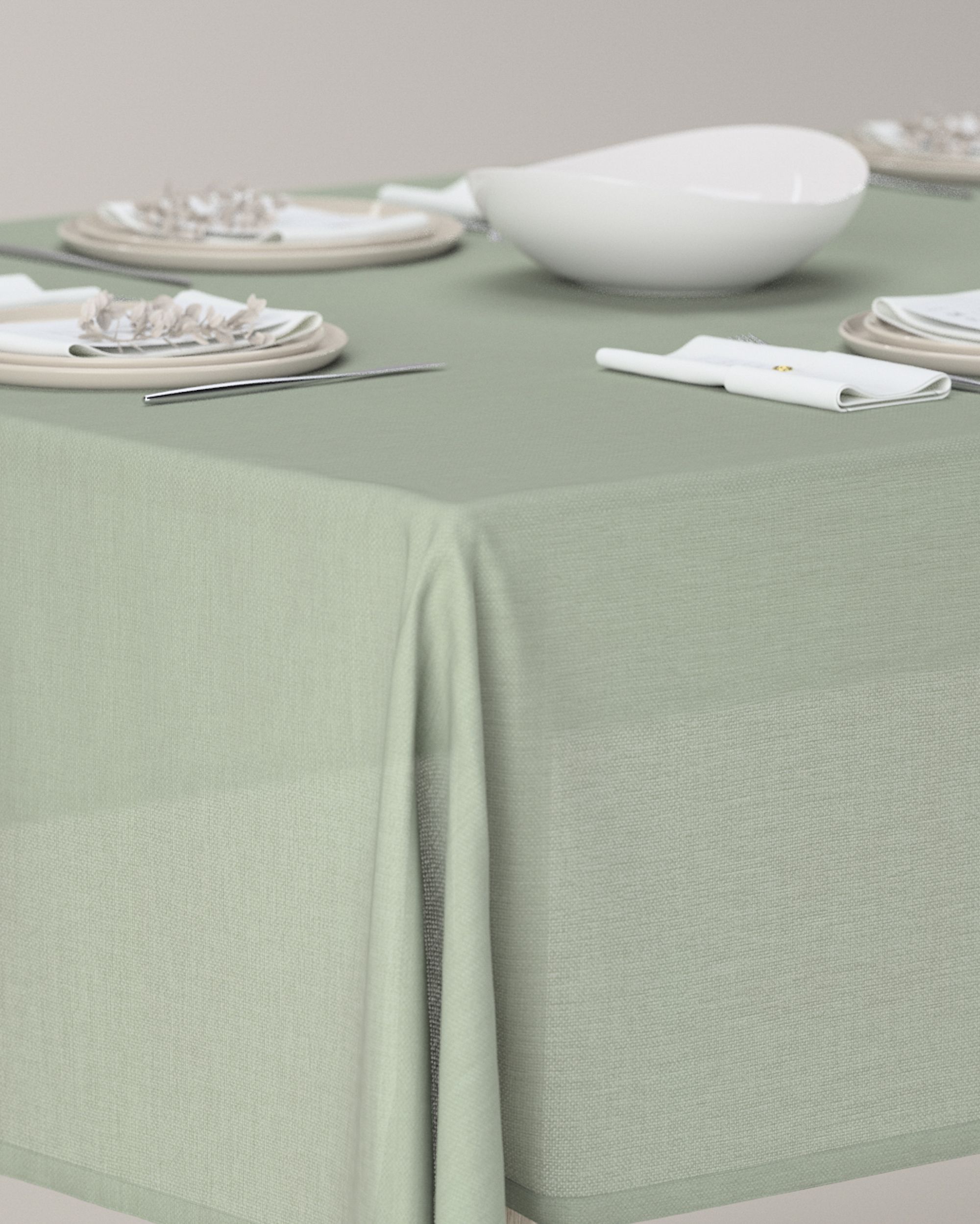 Rechthoekig tafelkleed kleur product groen stof met structuur (hover)