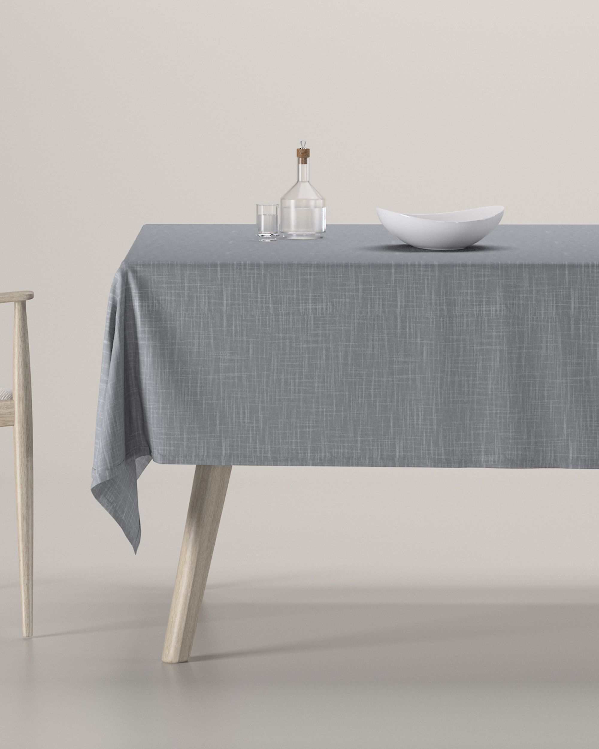 Rechthoekig tafelkleed kleur product grijs stof met structuur