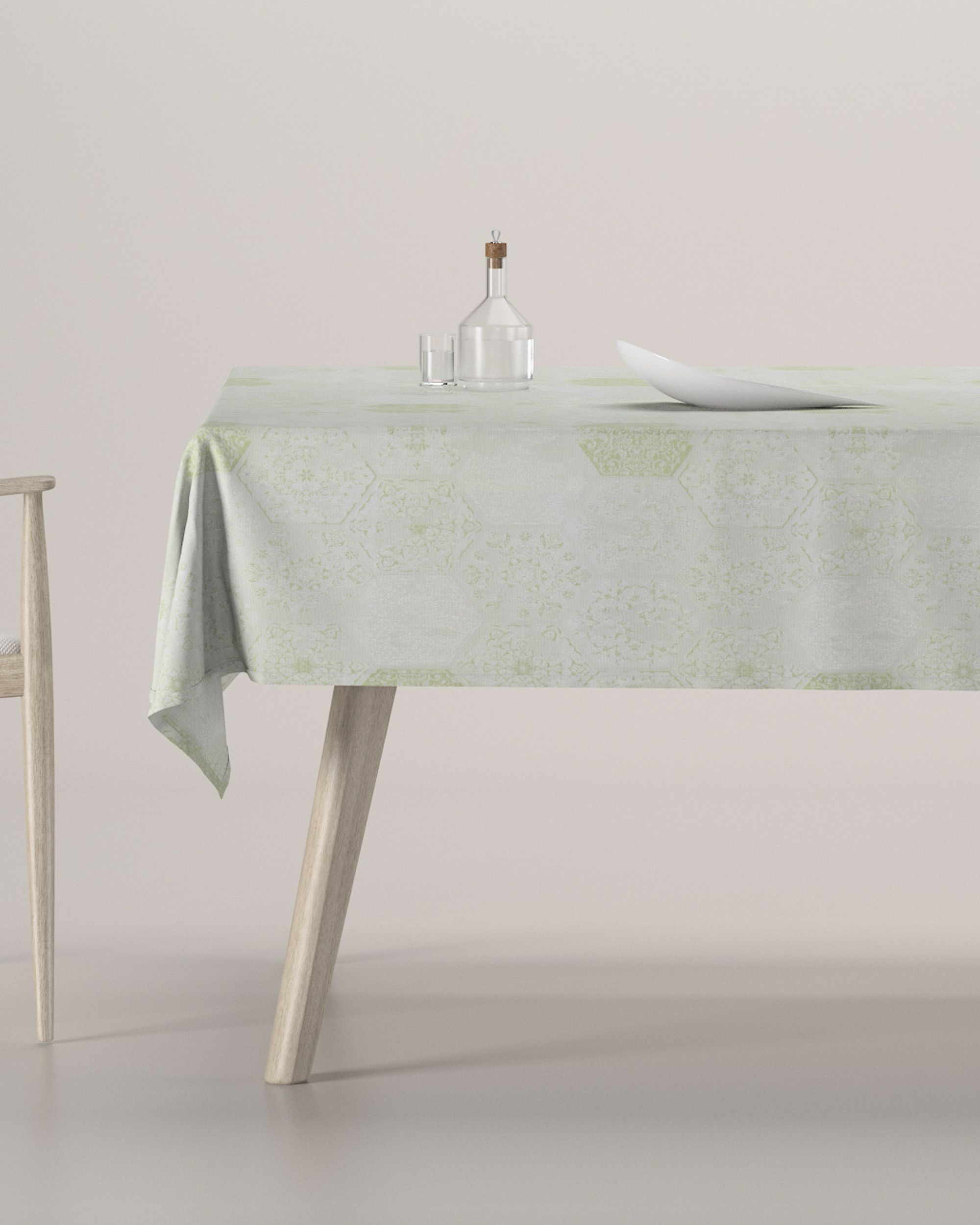 Rechthoekig tafelkleed kleur product groen stof glanzend, met structuur, met patroon