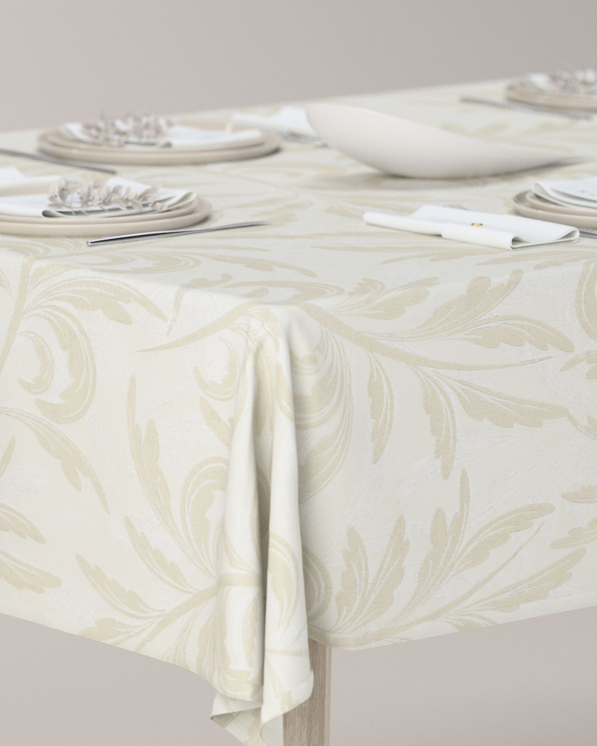 Rechthoekig tafelkleed kleur product grijs stof glanzend, met structuur, met patroon (hover)