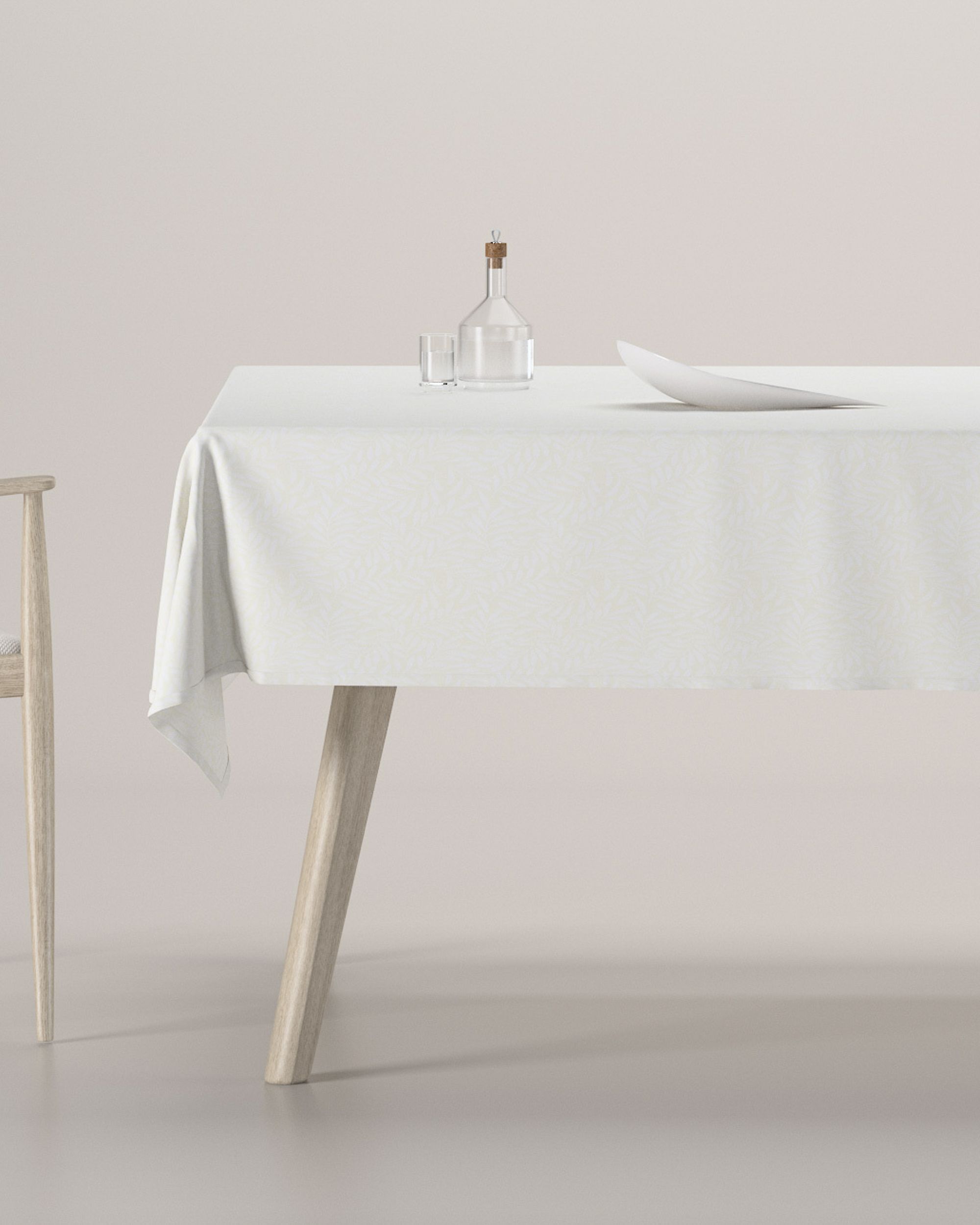 Rechthoekig tafelkleed kleur product crème stof met structuur, met patroon