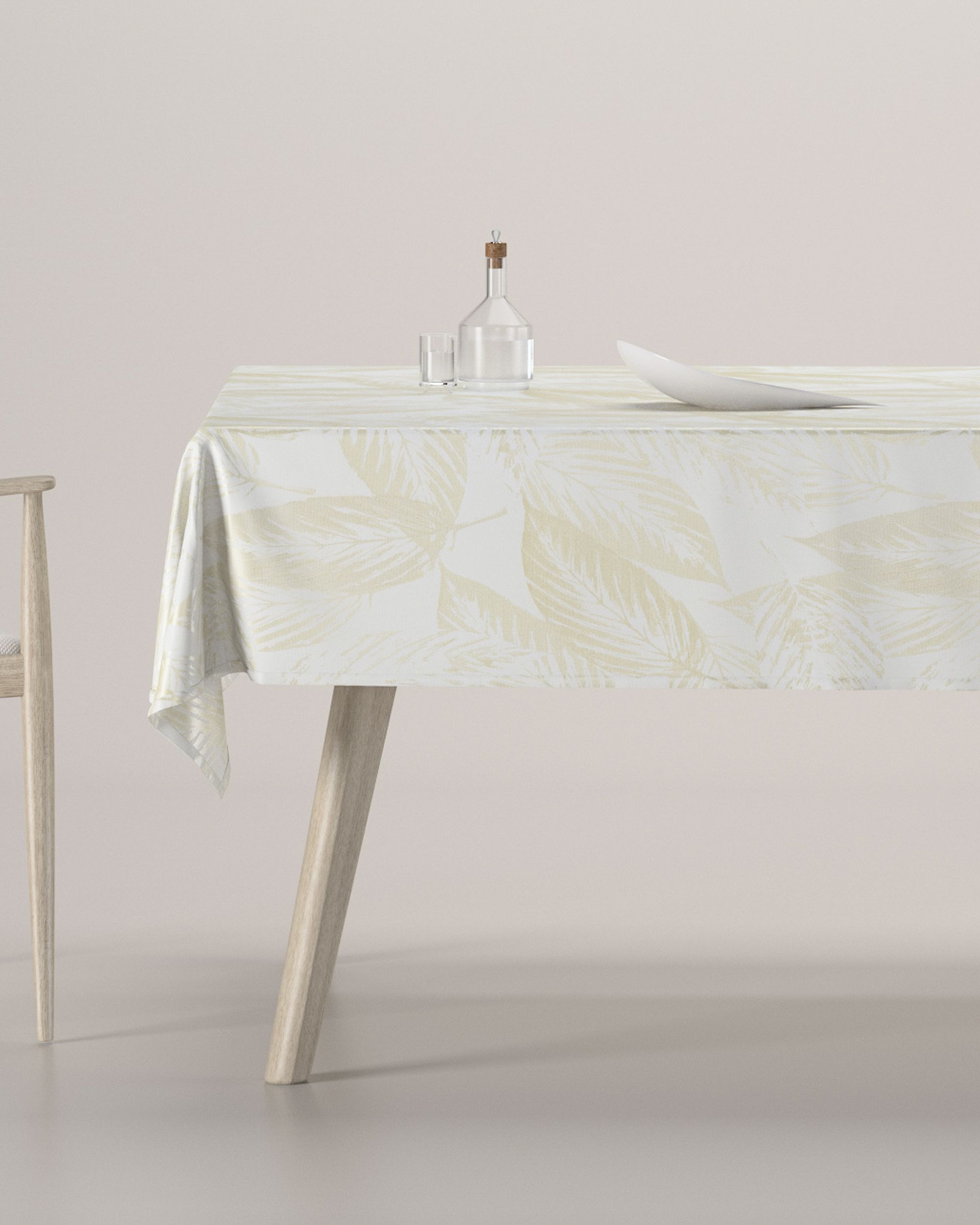 Rechthoekig tafelkleed kleur product crème stof glanzend, met structuur, met patroon